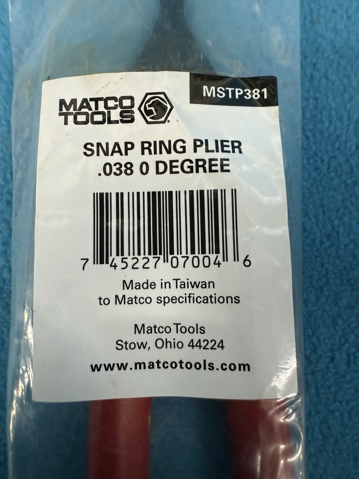 #bm365 MATCO Tools NEW MSTP381 .038 Tip Straight Snap Ring Pliers BNIP
