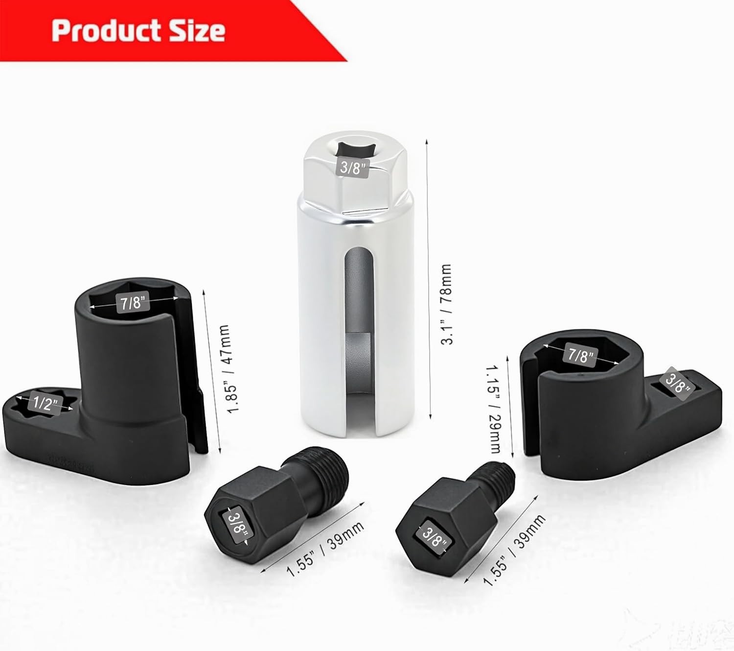 Chrome Vanadium O2 Sensor Tool Set – 5-Piece Compact Wrench and Thread Chasers