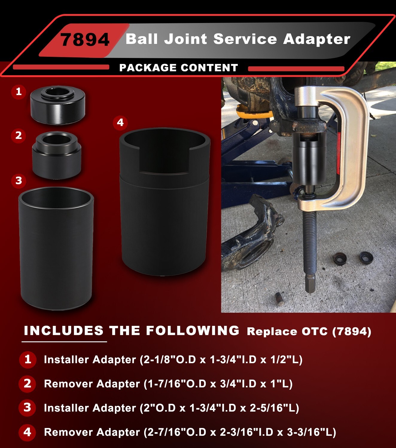 For Jeep & Dodge Ball Joint Service Adapter, 4PCS Upper Lower Ball Joint Press😎