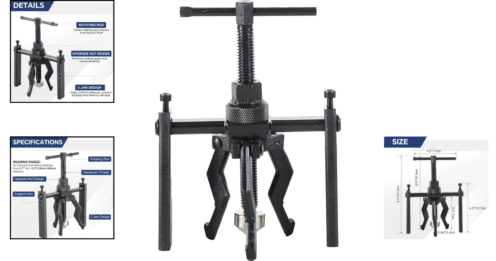 Heavy-Duty 3 Jaw Bearing Puller Set – Tools for Automotive Repair & Maintenance