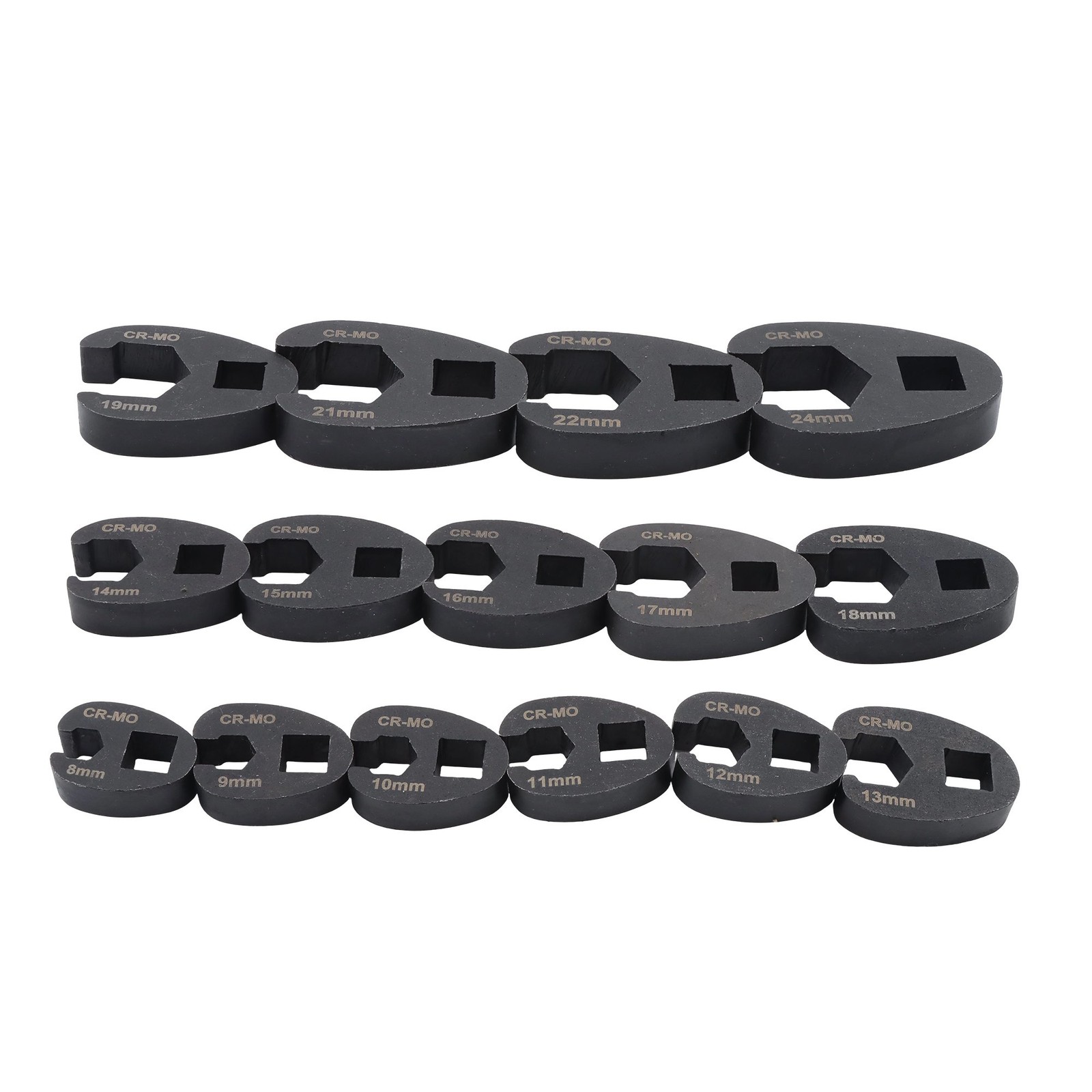 For 8 to 24 mm Nuts 3/8″ and 1/2″ New 15Pcs Crowfoot Flare Nut Wrench Set Metric