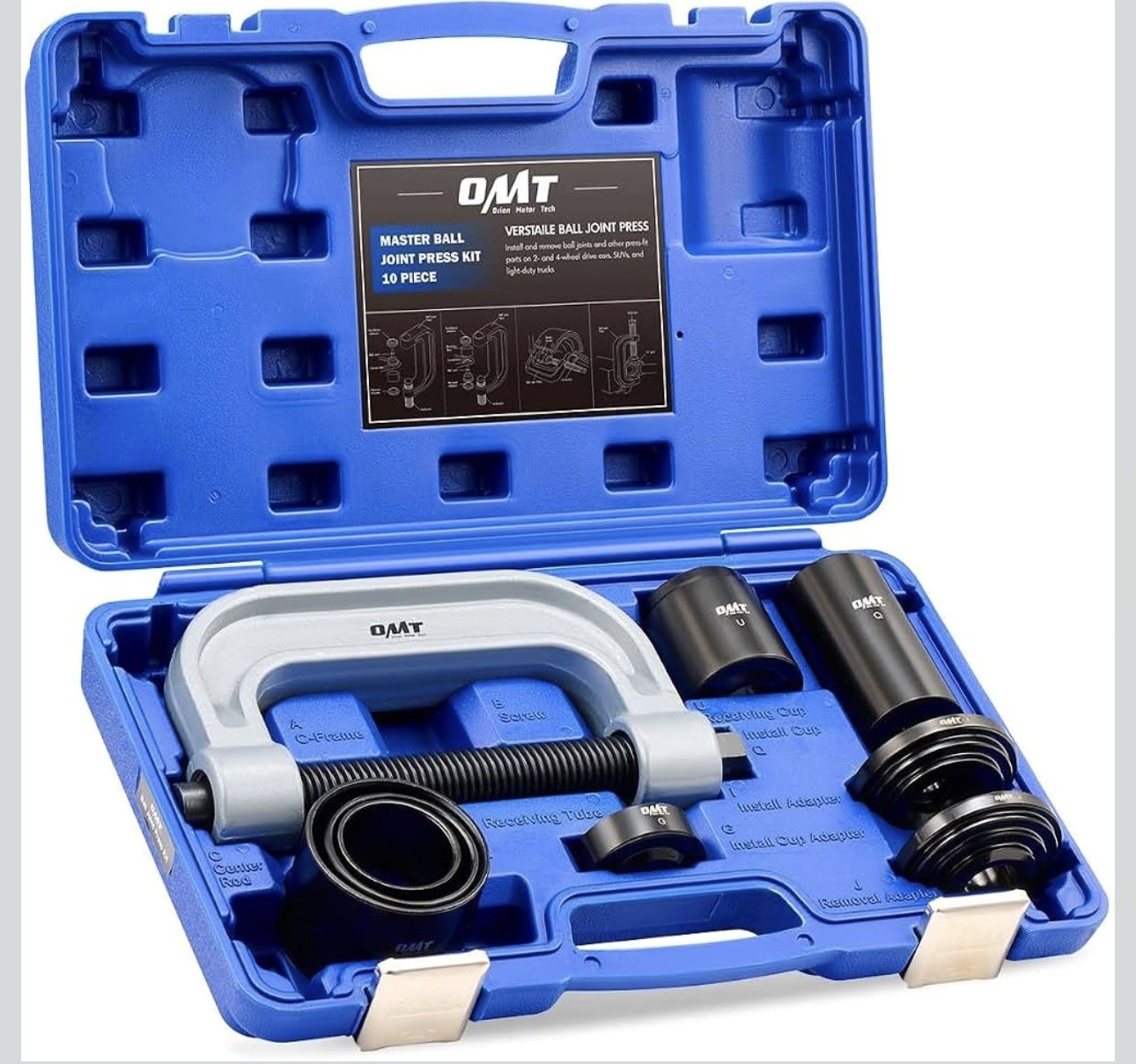 10pc Heavy Duty 4 in 1 Ball Joint Press U Joint Removal Tool Kit w 4 x 4 Adapter