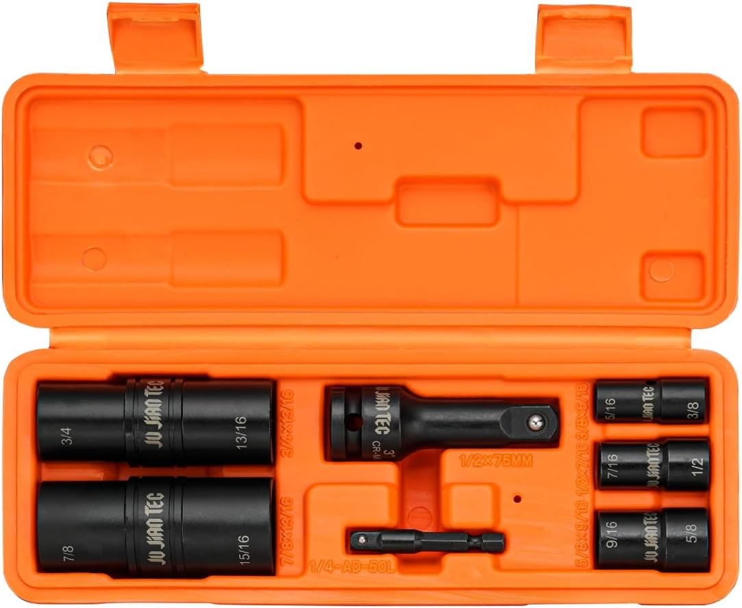 Impact Socket Set, 7 Piece, Driver Flip Socket, Five Sockets with…