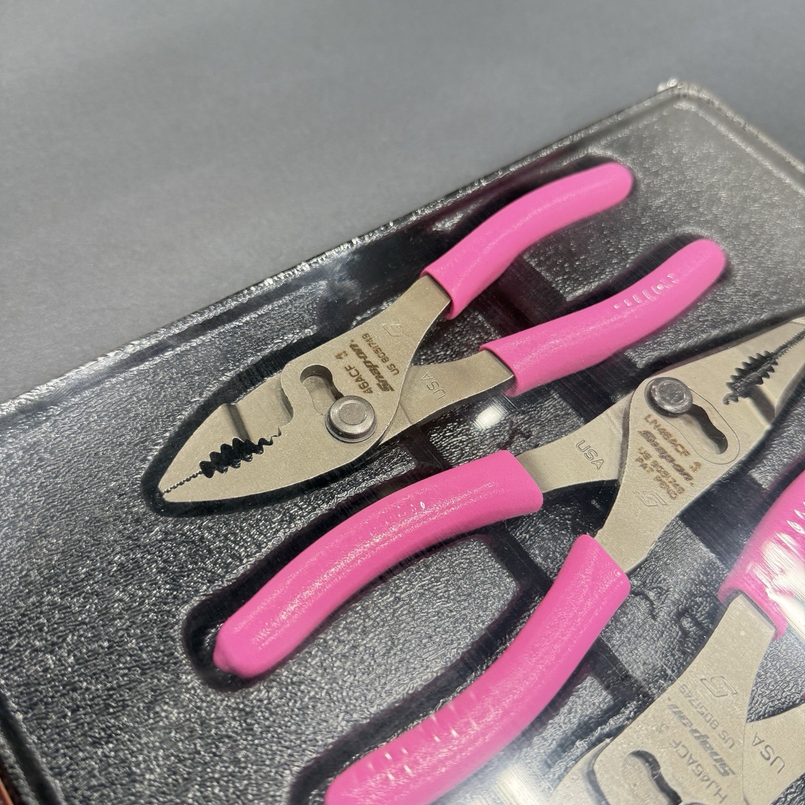 Snap-on Tools USA NEW 3pc Classic PINK Soft Grip Slip Joint Pliers Set PL346ACFP