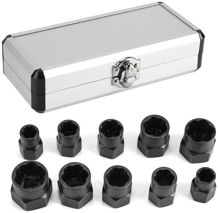 10pcs Damaged Lug Nut Lock Remover Twist Socket Set Screw Extractor Tool US