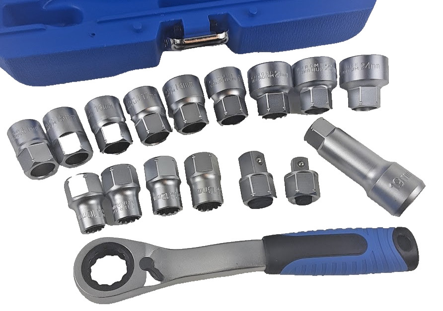 17-PC Metric 3/8″ and 1/2″ Driver GO THROUGH Pass-go-thru Socket Ratcheting SET