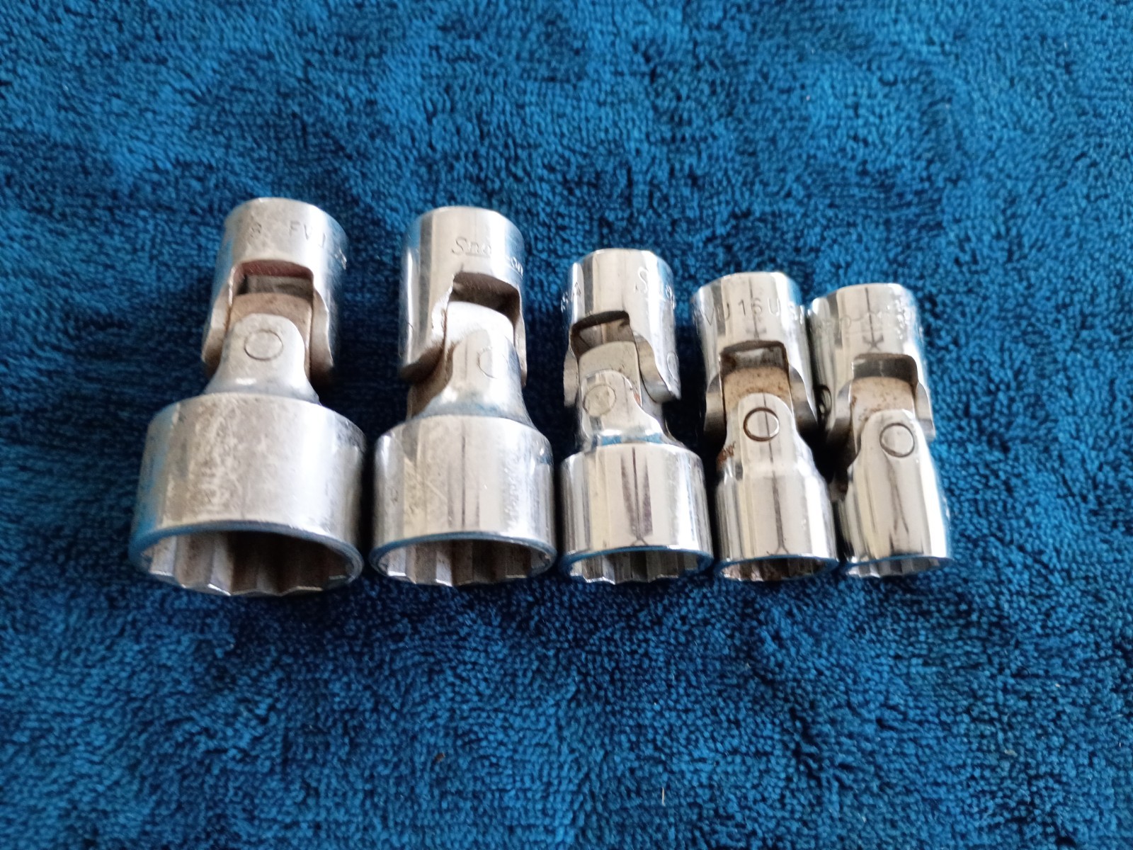 Snap-on Swivel Socket Set 3/8” Drive 7/16” to 7/8” 12 Point 5 pieces USA FVU.