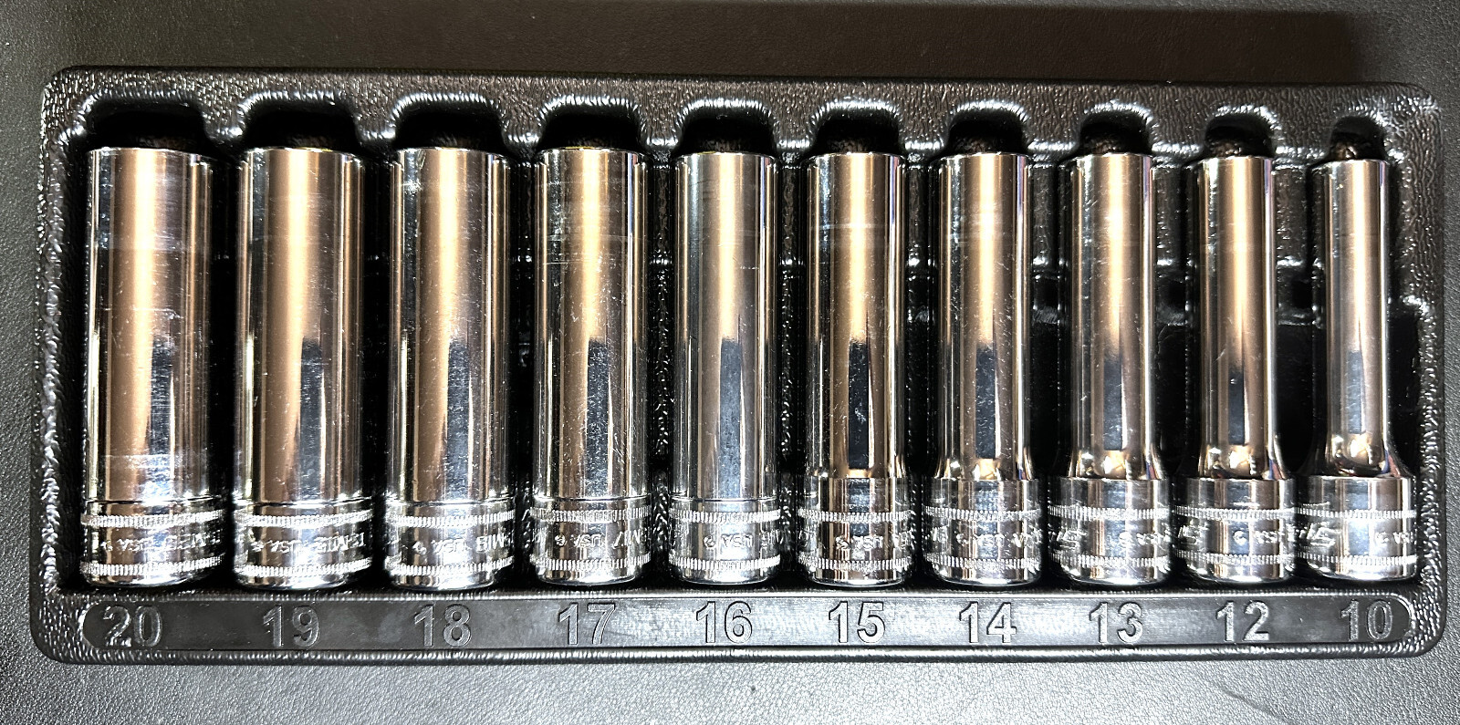 SNAP ON 310TSM 10-Pc 1/2″ Drive 6-Pt. Metric Flank Drive® Deep Socket Set USA