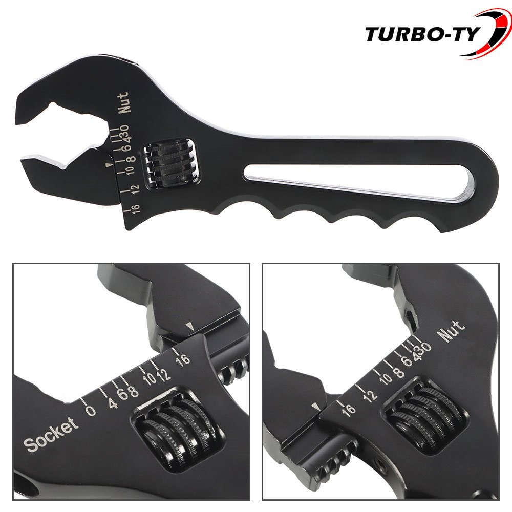 3AN-16AN Adjustable Wrench Black Aluminum Tool Spanner for Hose End Fitting