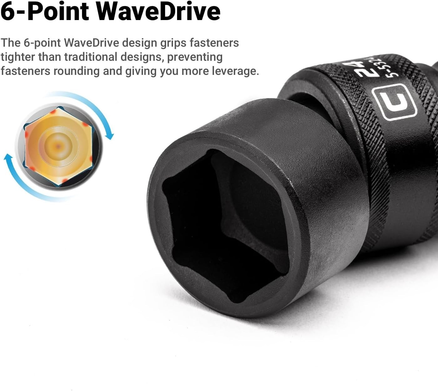 16 mm Impact Socket, 3/8-Inch Drive, 6-Point, Metric