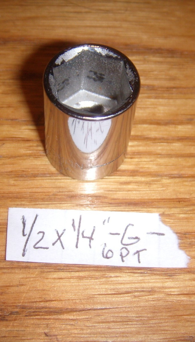 Craftsman 1/2″ X 1/4″DR #43499 6 pt SHALLOW Socket -G- Series USA CHROME NEW