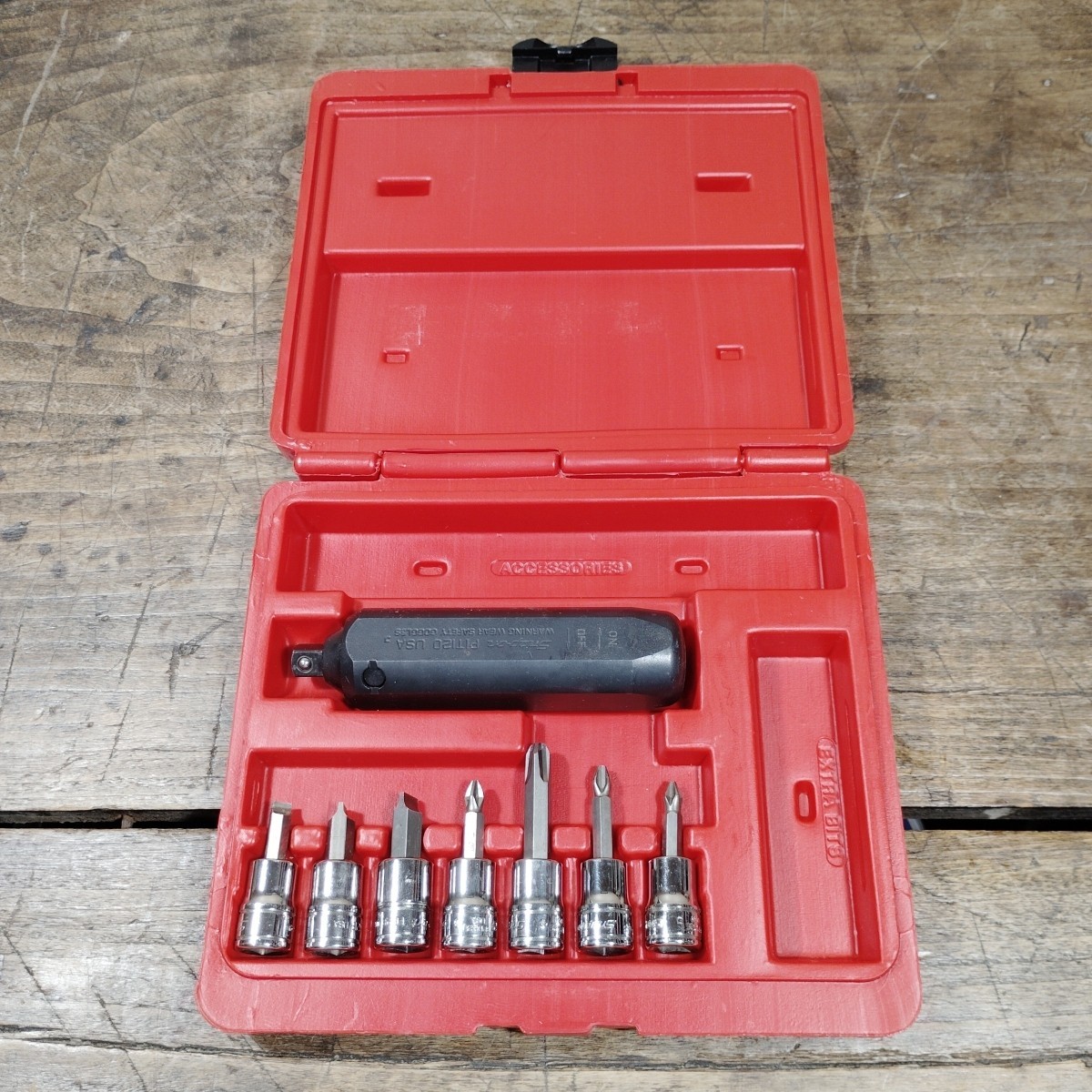 Snap On 208EPIT 8 pc 3/8” Impact Driver Set Red Case Tools