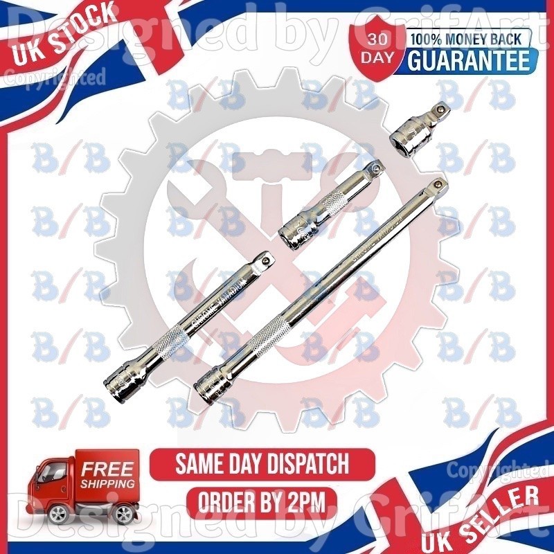 6PC 3/8″ INCH DRIVE WOBBLE EXTENSION BAR SET EXTRA LONG SOCKET WRENCH TOOL