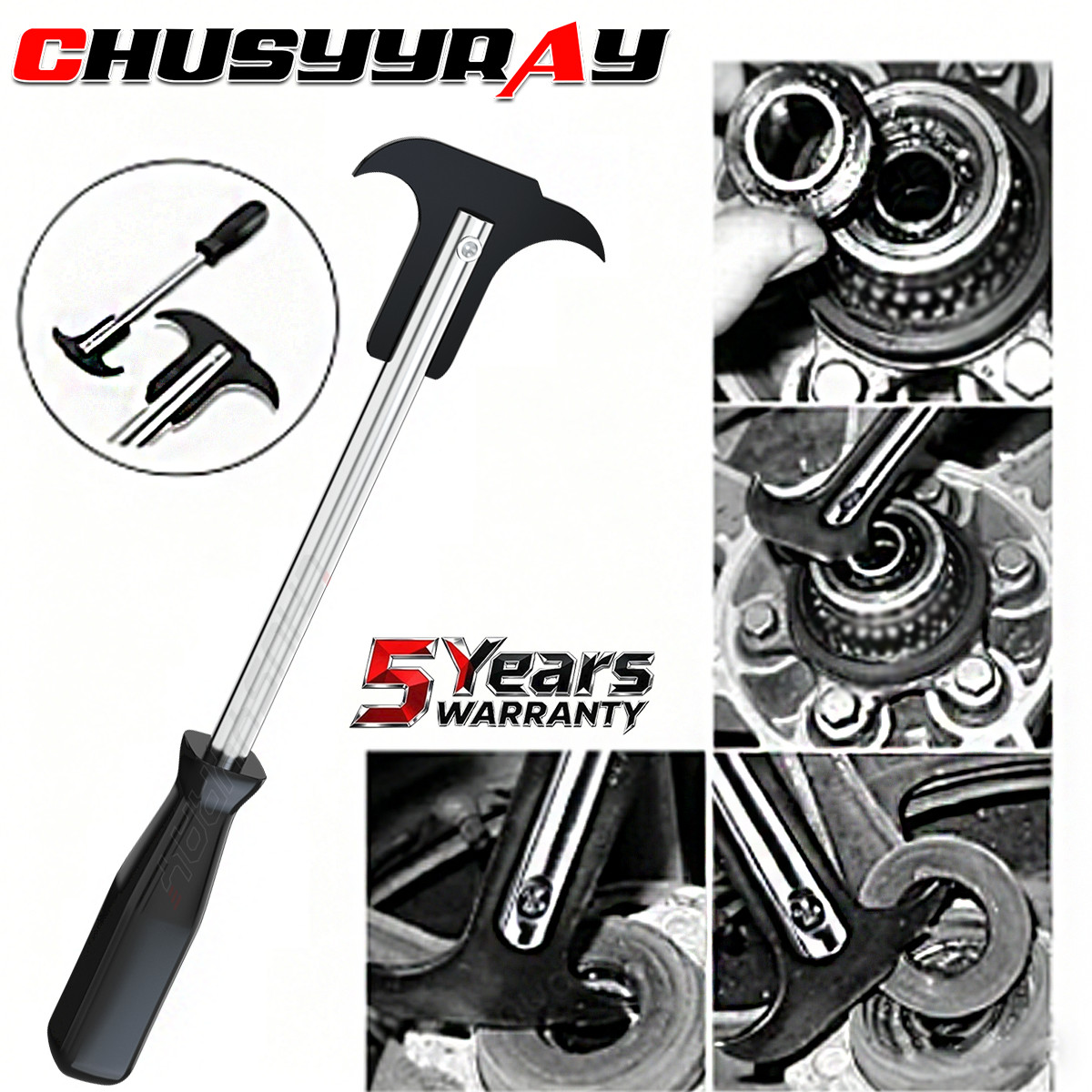 Seal Puller Heat Treated Steel, Dual Hook Tips for Oil and Grease Seals Removal