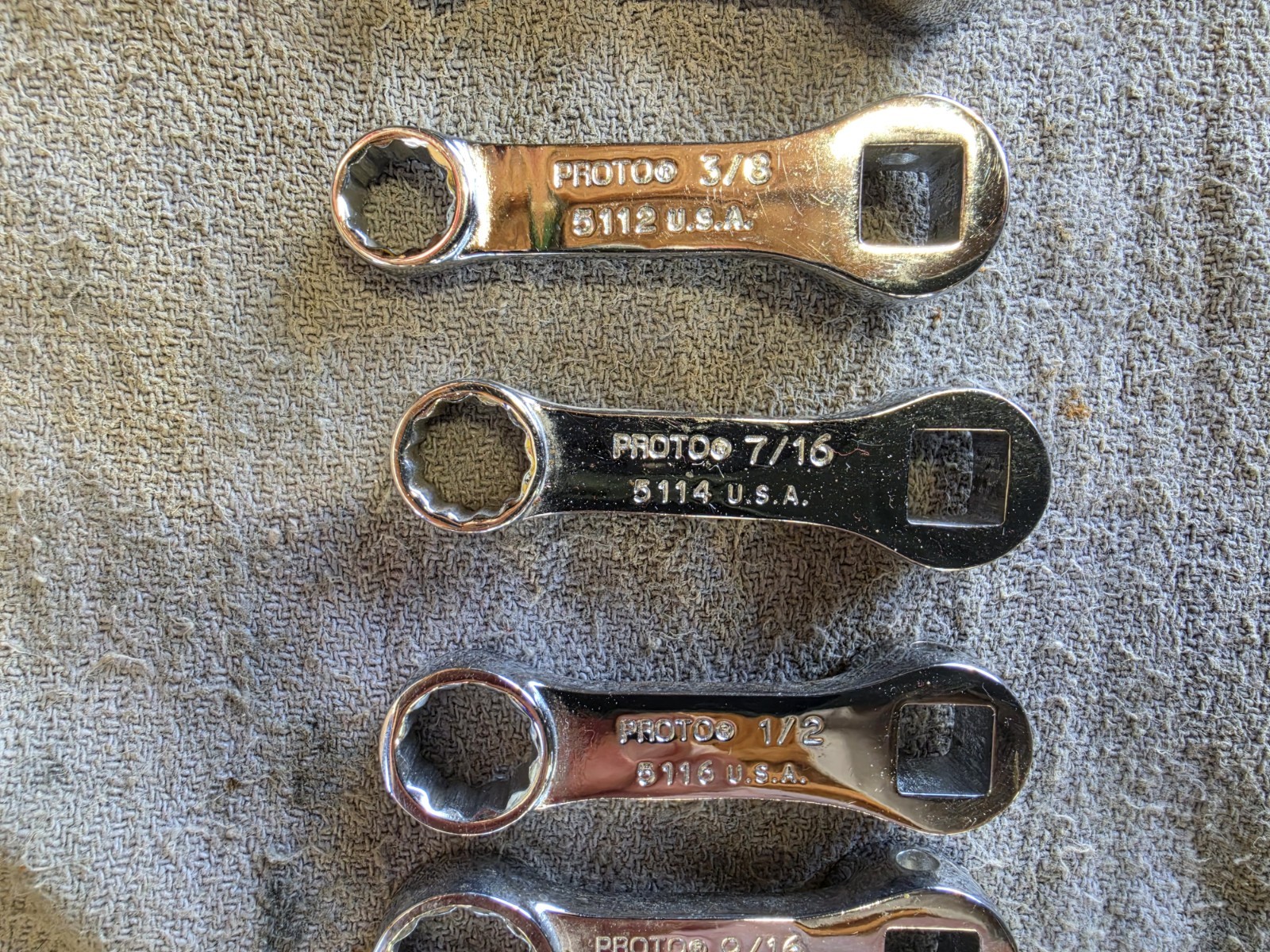 10pc Proto & Snap-on 3/8″ Dr. Torque Adapter Wrench Set SAE 5/16″ – 7/8″ USA