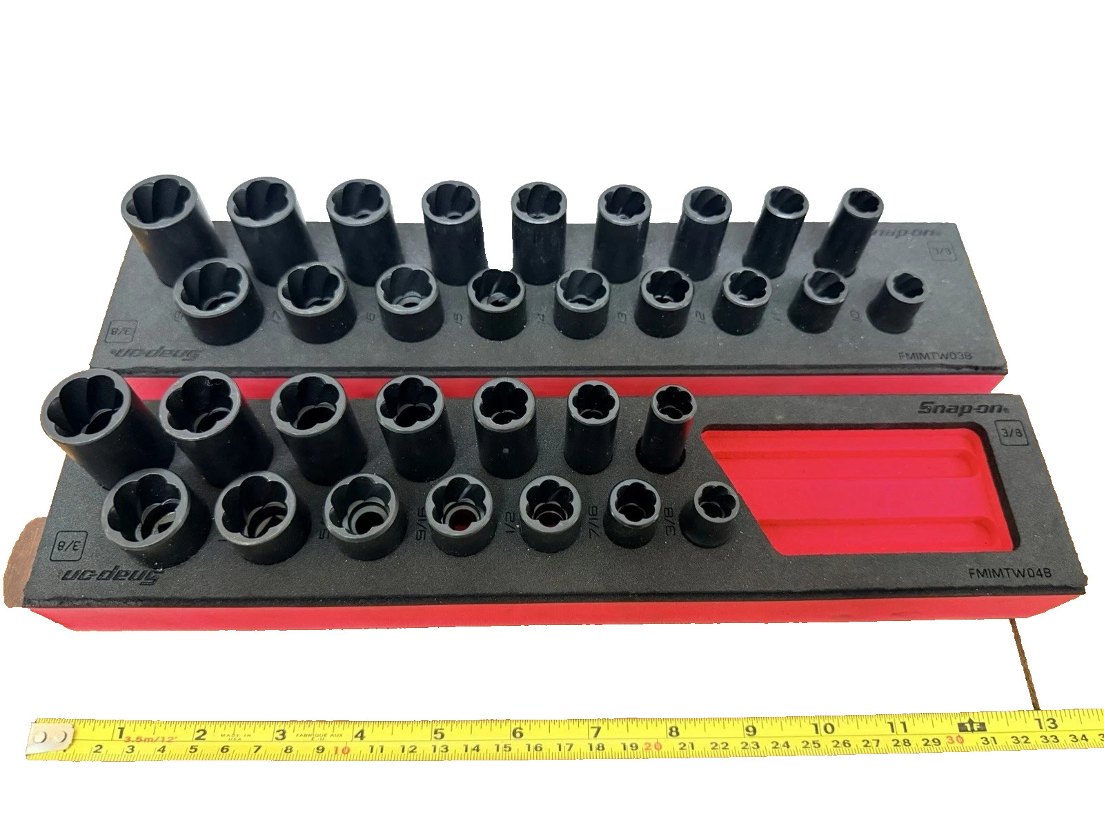 Snap-On Tools RED 32pc 3/8″ Drive Master Twist Impact Socket Foam Set USA NEW
