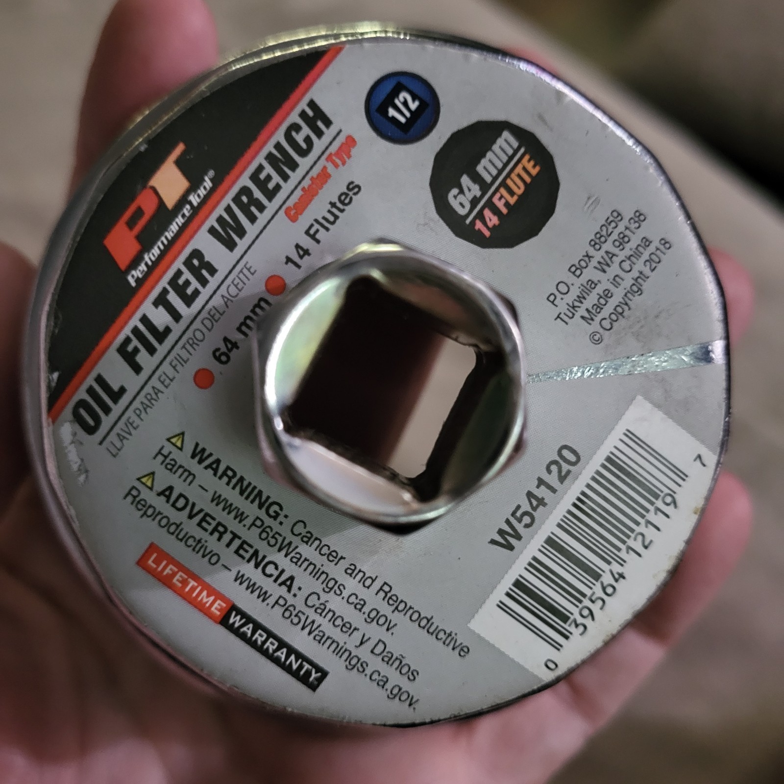 Performance Tool W54120 Oil Filter Wrench Canister Type New