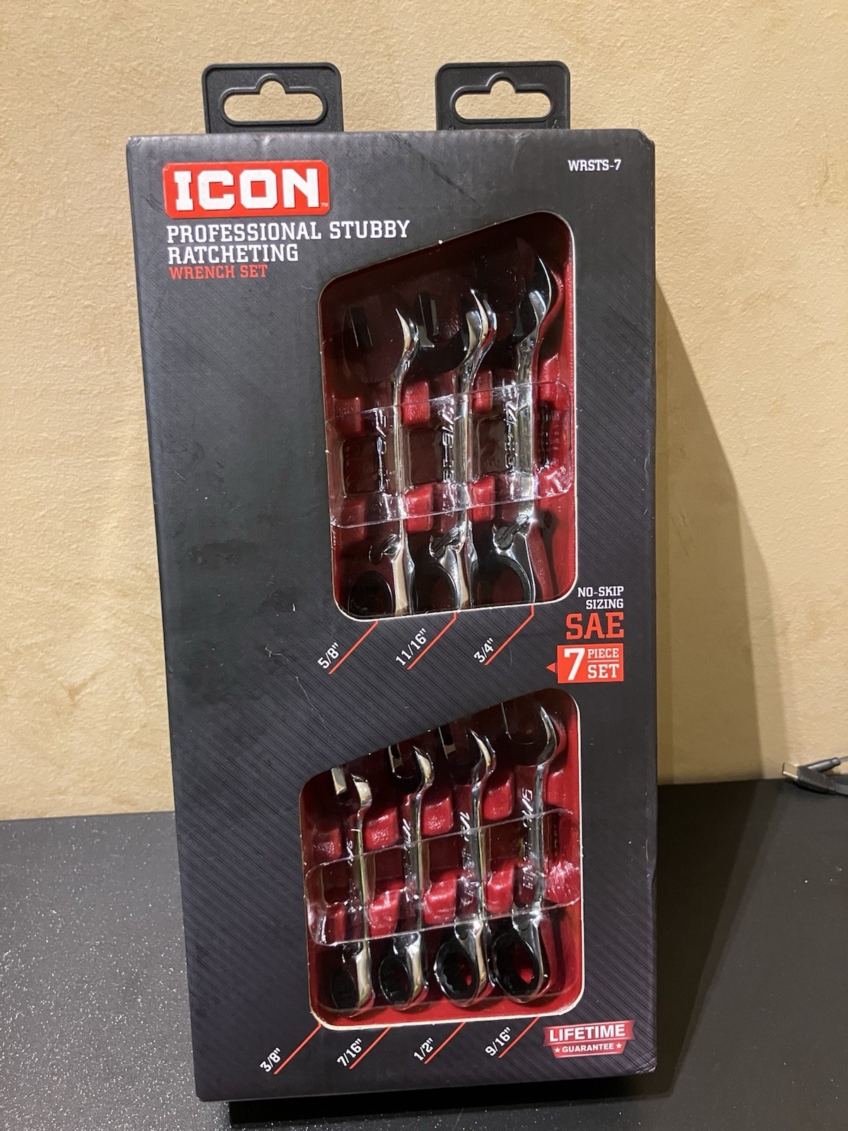 G) (WRSTS-7) Icon Professional Stubby Ratcheting Wrenches (SAE, 7 PIECE SET)