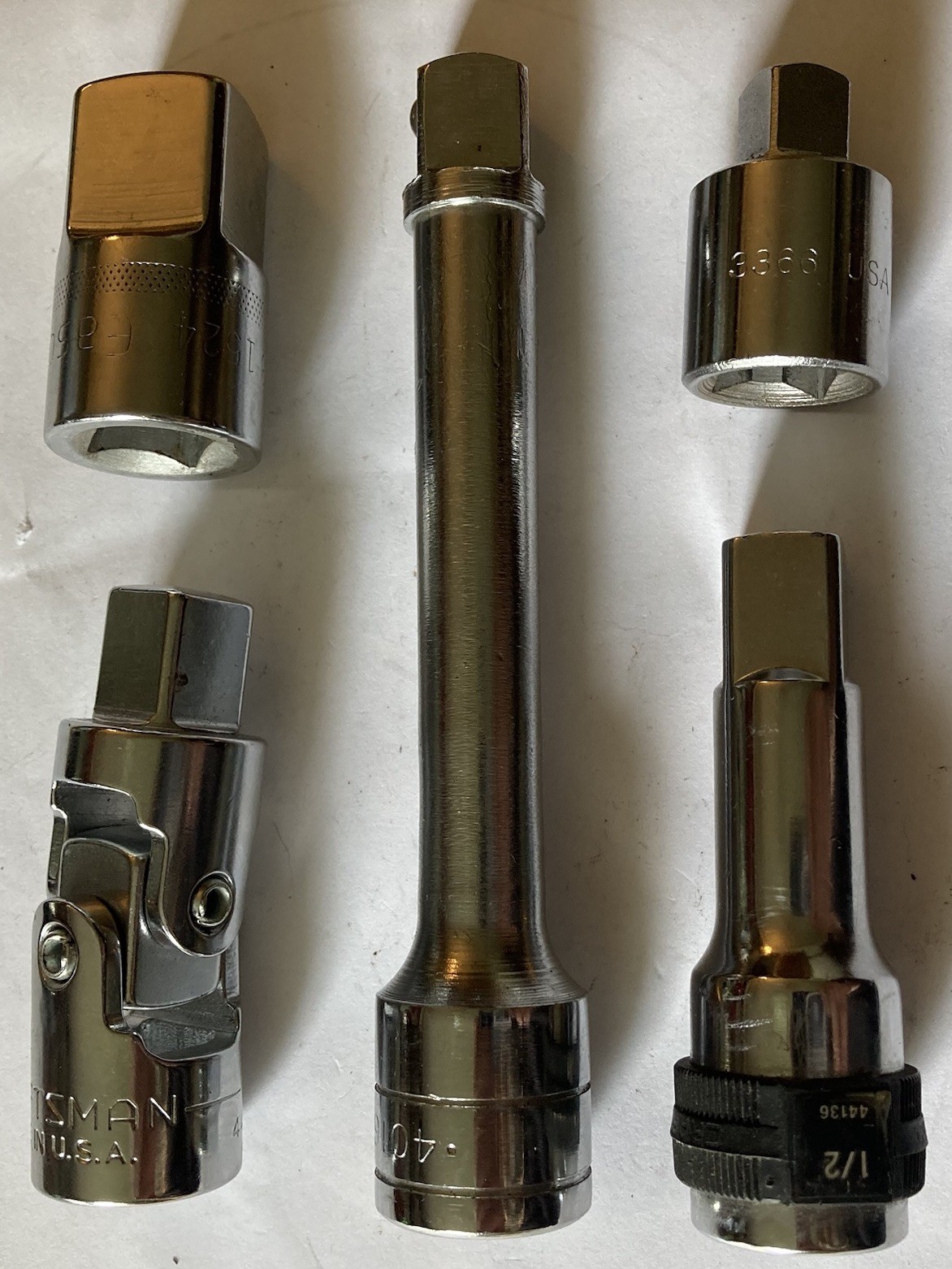 1/2” Socket Extensions, Adaptors & Universal Joint, Most Are NEW