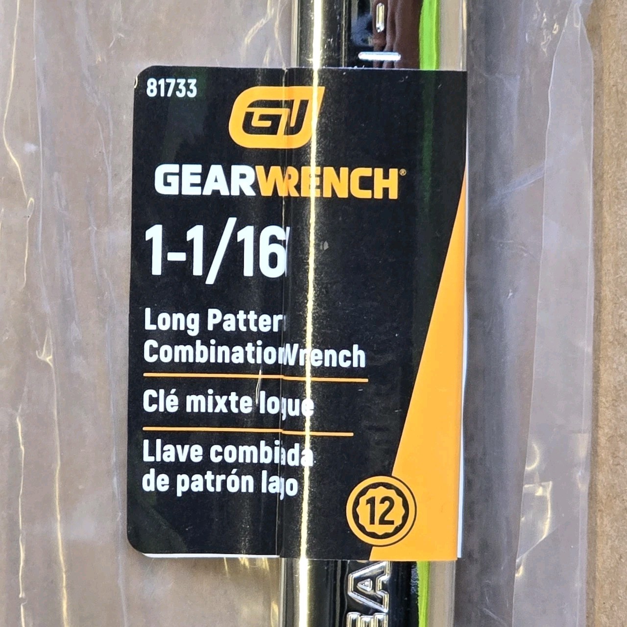 New GearWrench 81733 Open & Box End 1-1/16” Long Combination Wrench Chrome