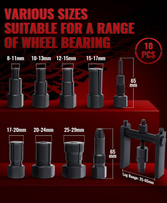 Juego extractor de rodamientos de moto, kit 10 piezas para rodamientos 8-25 mm