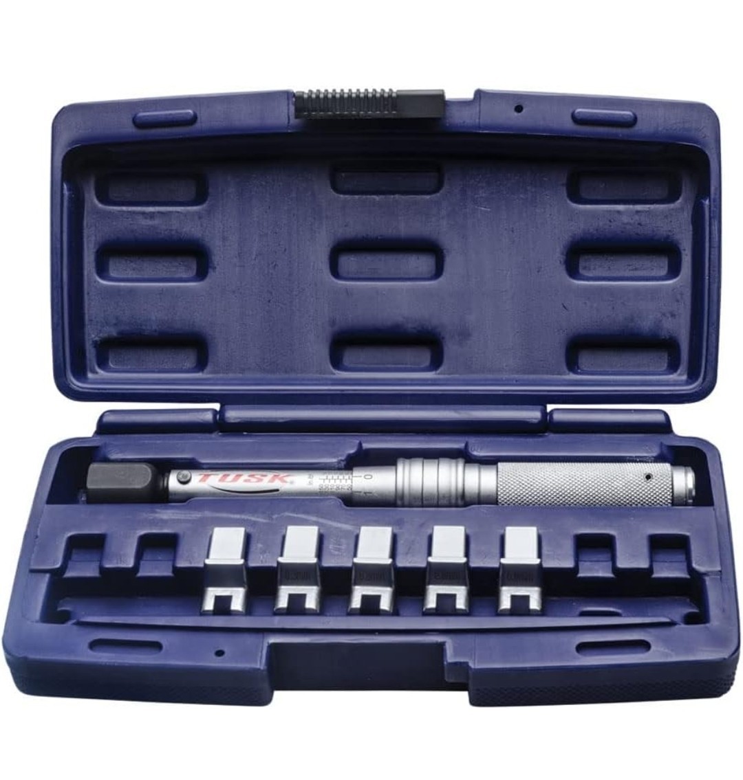 TUSK Spoke Torque Wrench Kit Adjustable 30–150 in‑lb+ 5 Drop‑Forged Heads