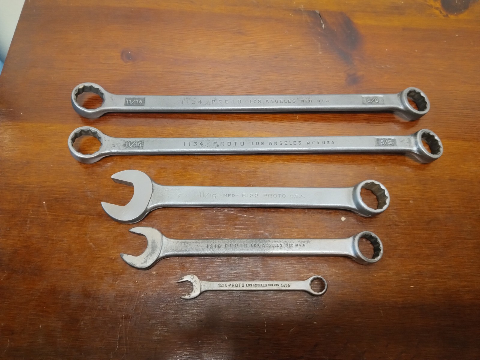 SAE Vintage Proto Los Angeles Open End And Box End Wrench, Mixed Lot of 5 USA