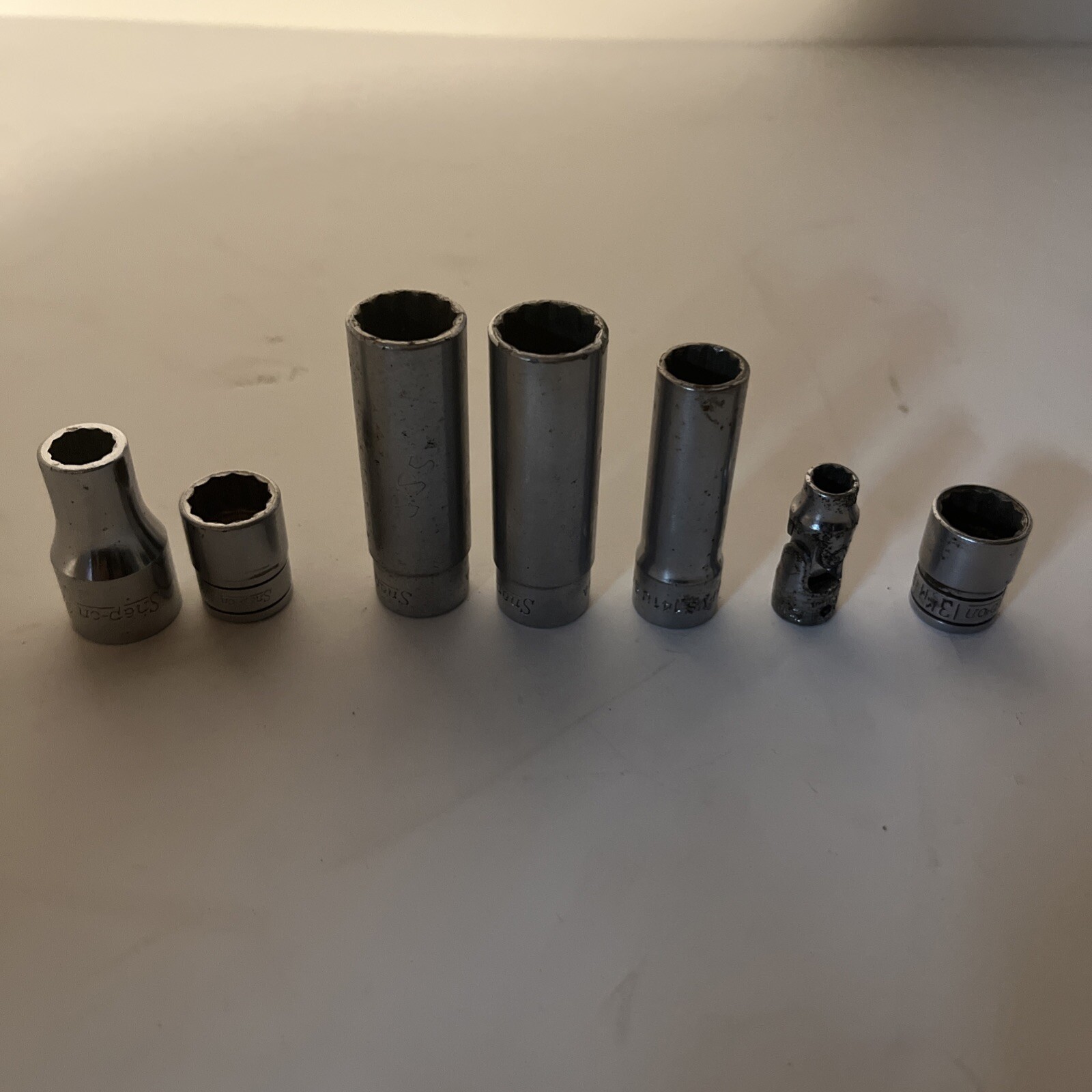 Snap On 3/8 & 1/2 Drive 7 Socket Lot Deep Shallow & Swivel 1/2 3/8 9/16 1/4 13mm