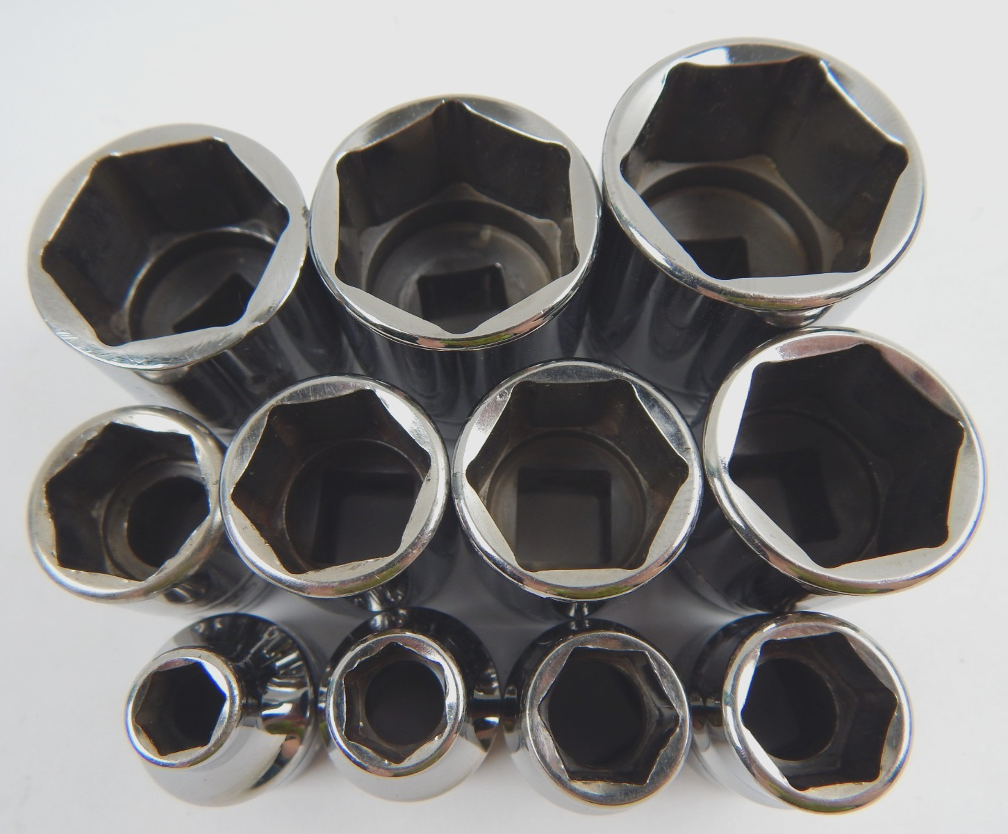 Snap On 3/8» Drive 6pt SAE Shallow Socket Set 11pc FS081-FS281 1/4″-7/8″ w Rail