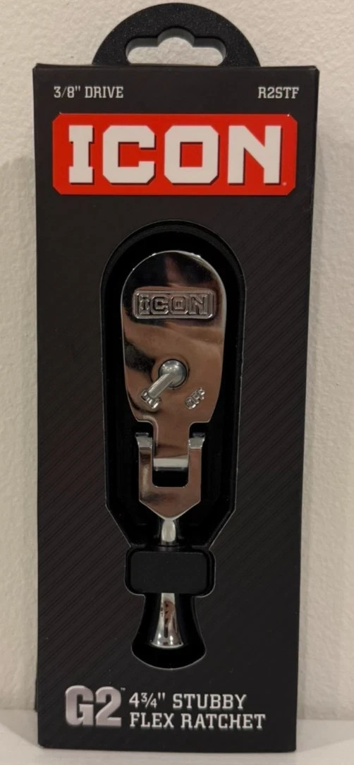 NEW ICON G2 3/8 in Drive 4-3/4 in Stubby Flex Ratchet R2STF 70425