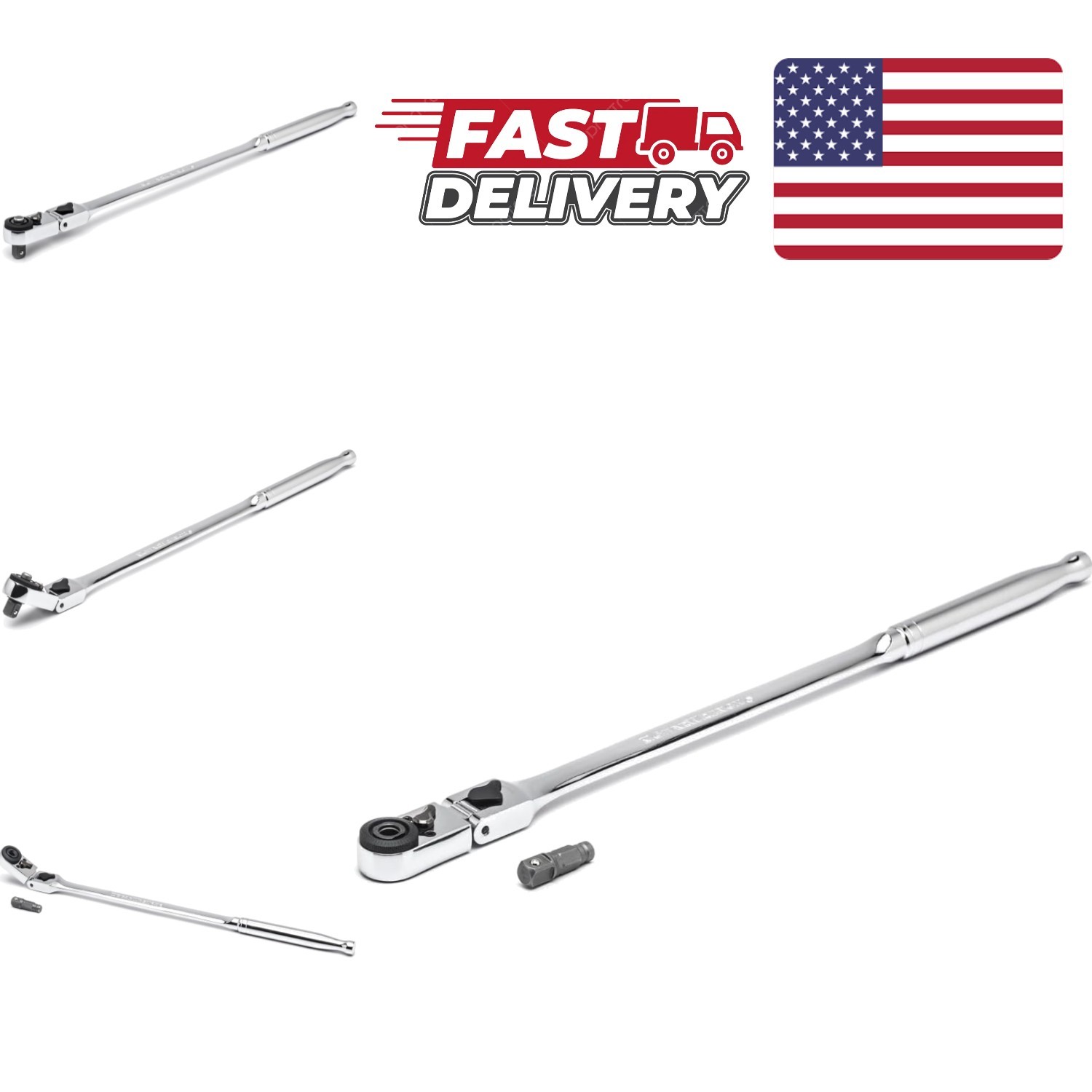 Quick Release Flex Head Ratchet 12 Inch Long Multi Position Locking Mechanism