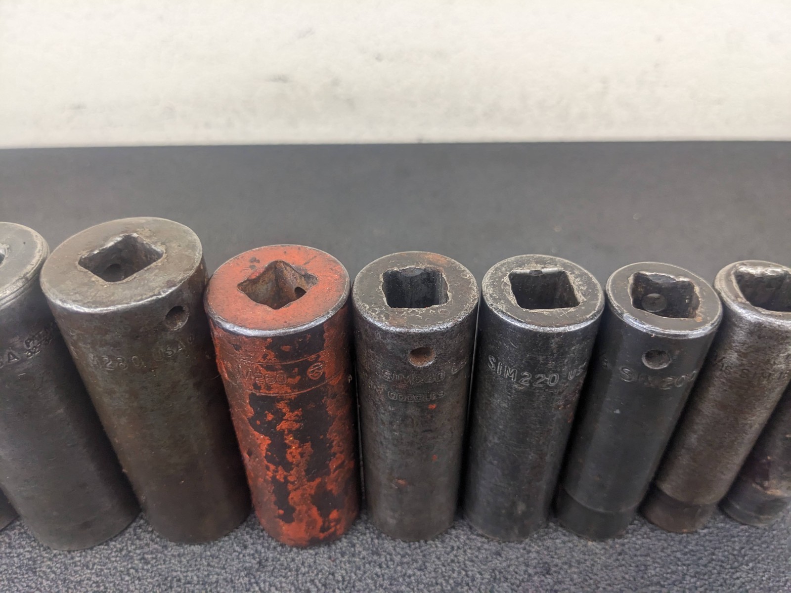 #bm563 Snap On Tools 309SIMYA 1/2″ Drive 9pc SAE Deep 6 Point Impact Socket Set