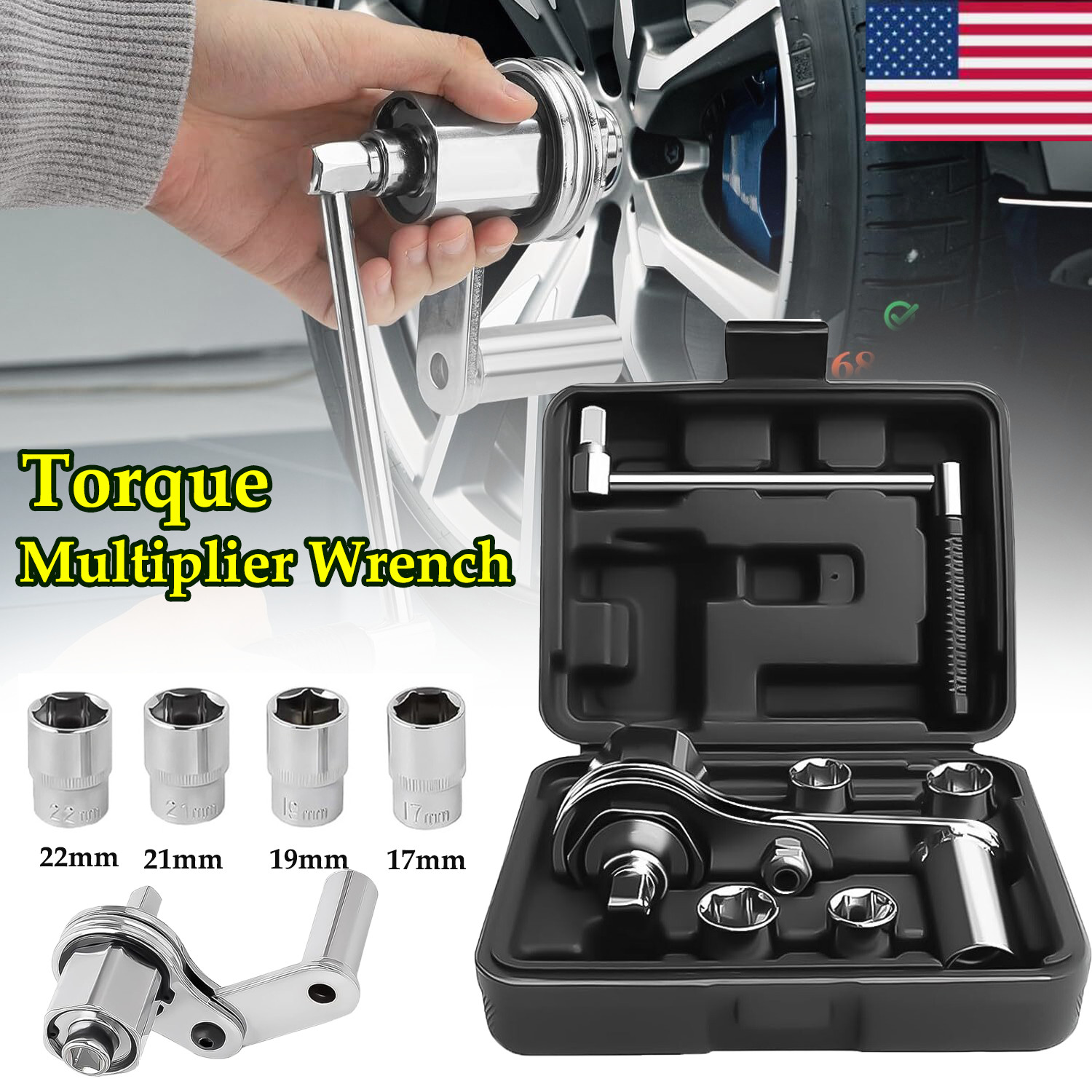 Heavy Duty Torque Multiplier Wrench Set Lug Nut Remover 17 19 21 22 Tire Change