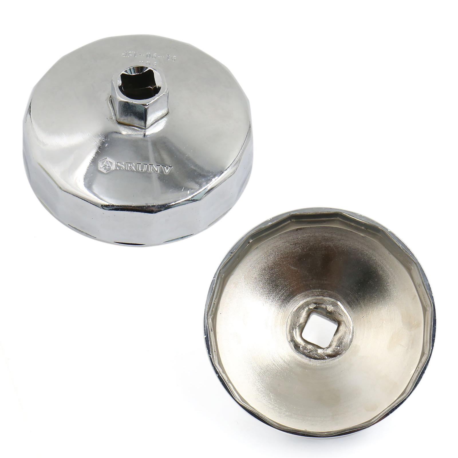 90-91mm Inner Diameter Alloy Oil Filter Wrench Cap Stycle 15 Flutes Silver Tone