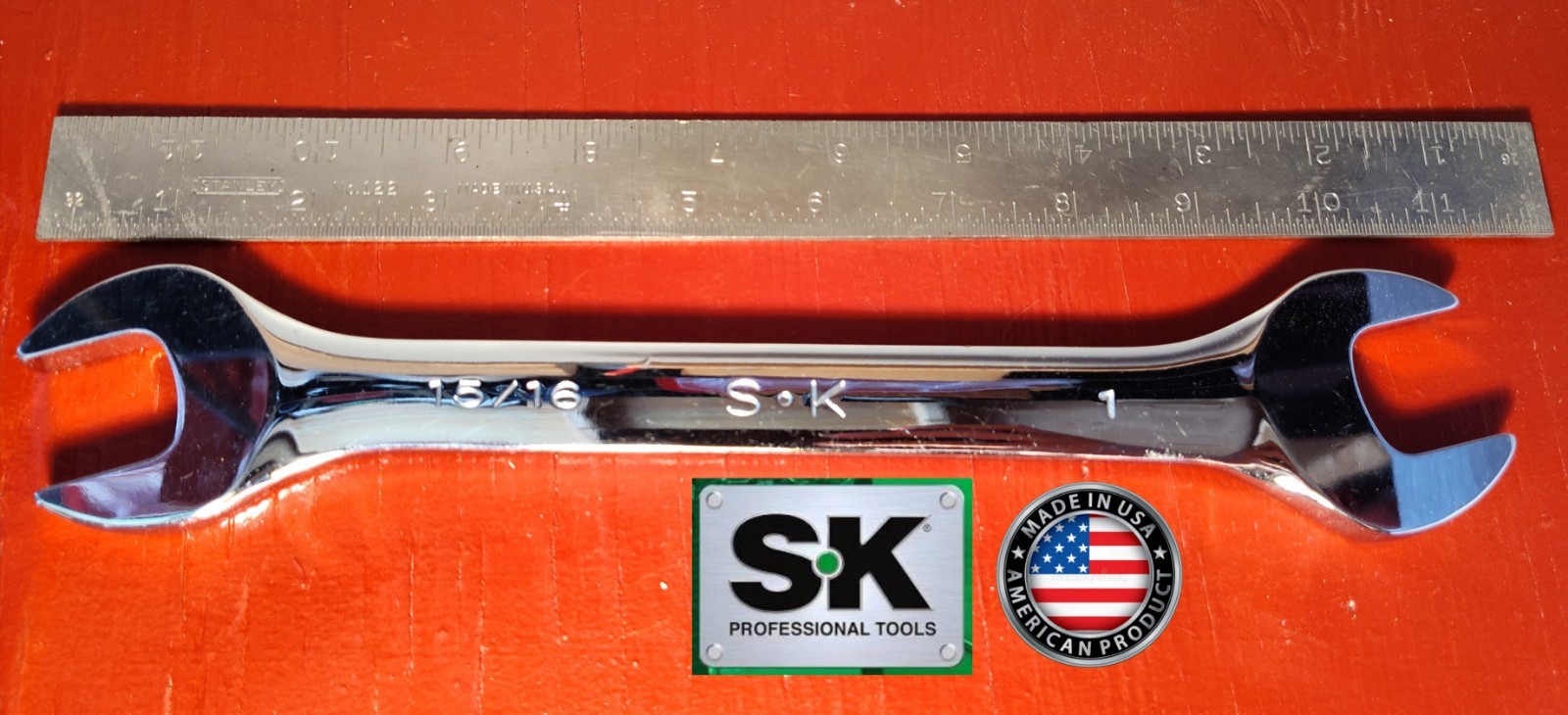 🇺🇲»NEW» SK Tools Fully Polished 15″ & 1″ Open Ended Wrench: # 86430