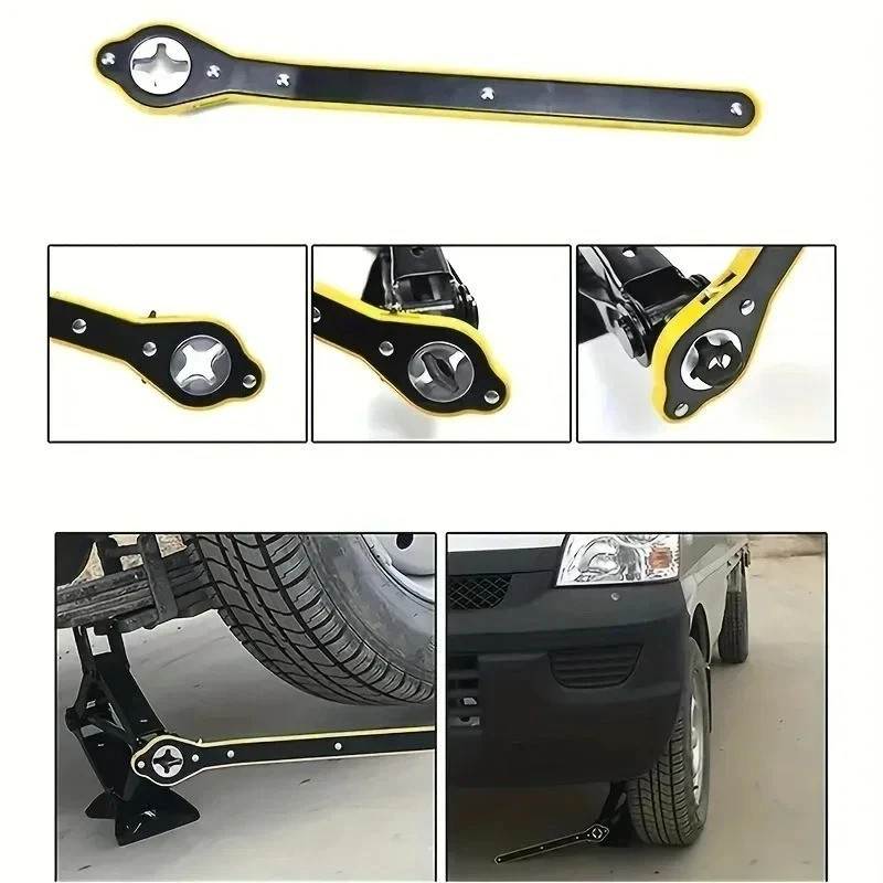 Labor-Saving Car Scissor Jack Ratchet Wrench Tire Wheel Lug Wrench Tool US
