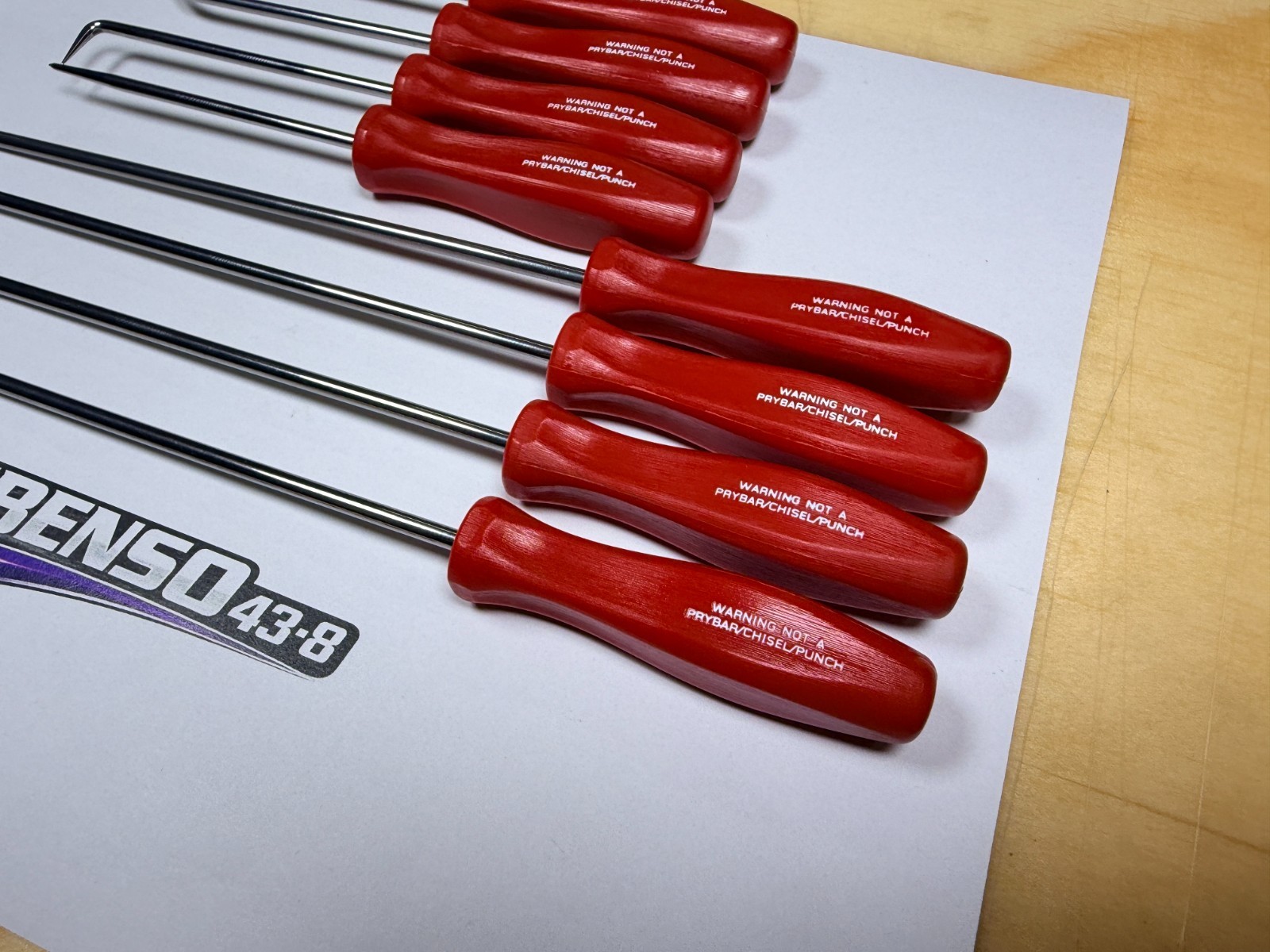 Snap-on Tools USA NEW RED 8pc Mini Hard Grip Short & Long Master Pick Set