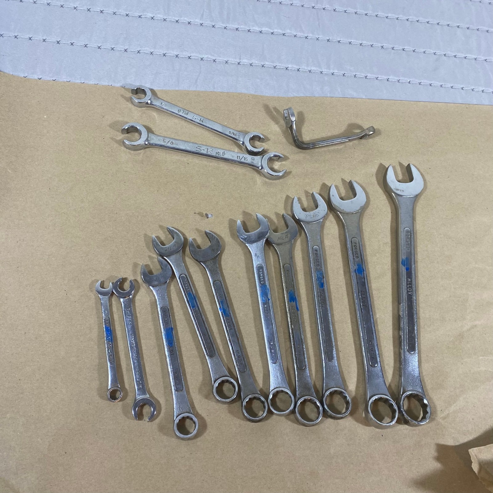 Vtg SK Tools USA 12 Point Combination Wrench Lot Metric & SAE 9mm 14–19mm 21,22