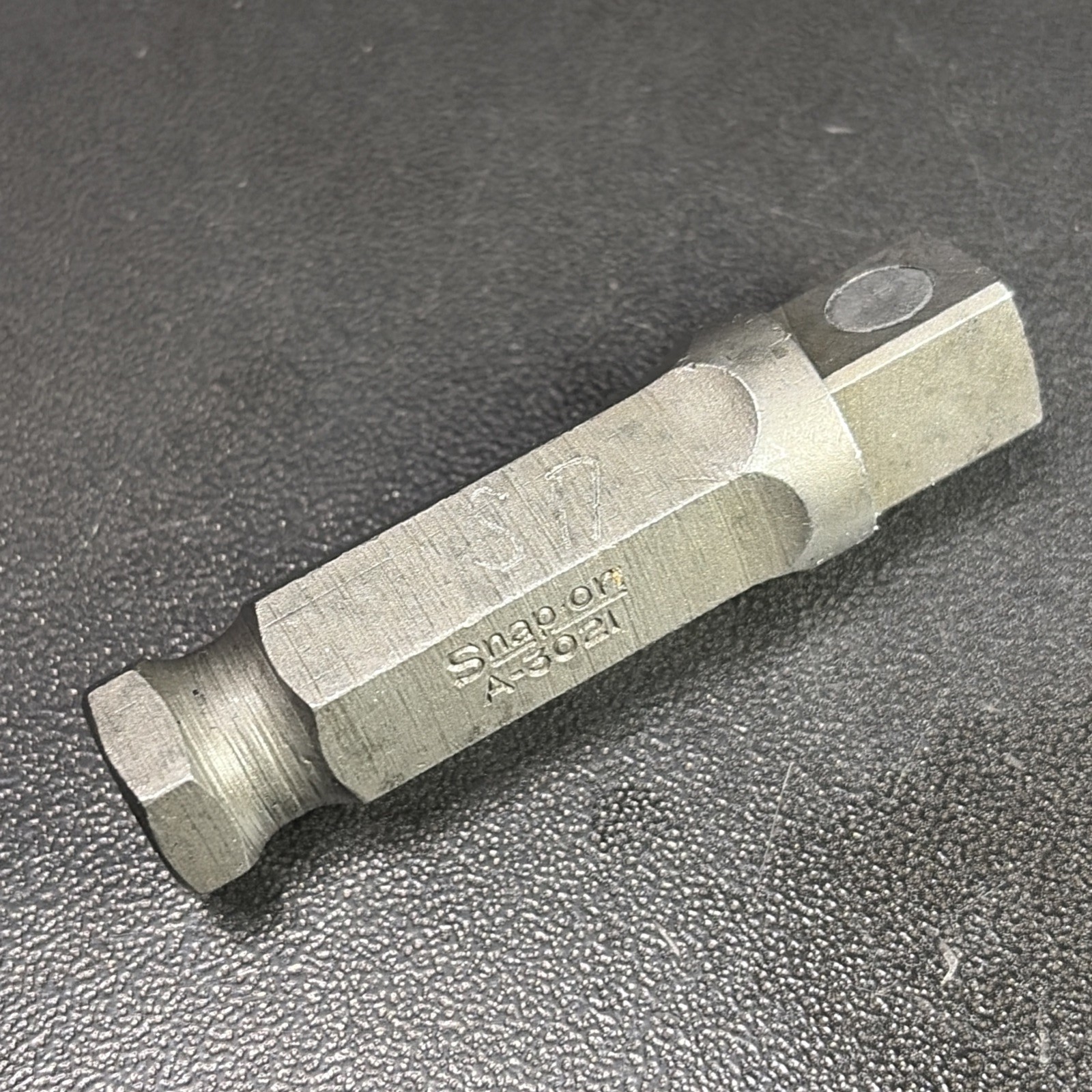 Vtg Snap-on 3/8″ Hex – 3/8″ Square Dr Power Adapter Pinned A3021 USA Owners Mark