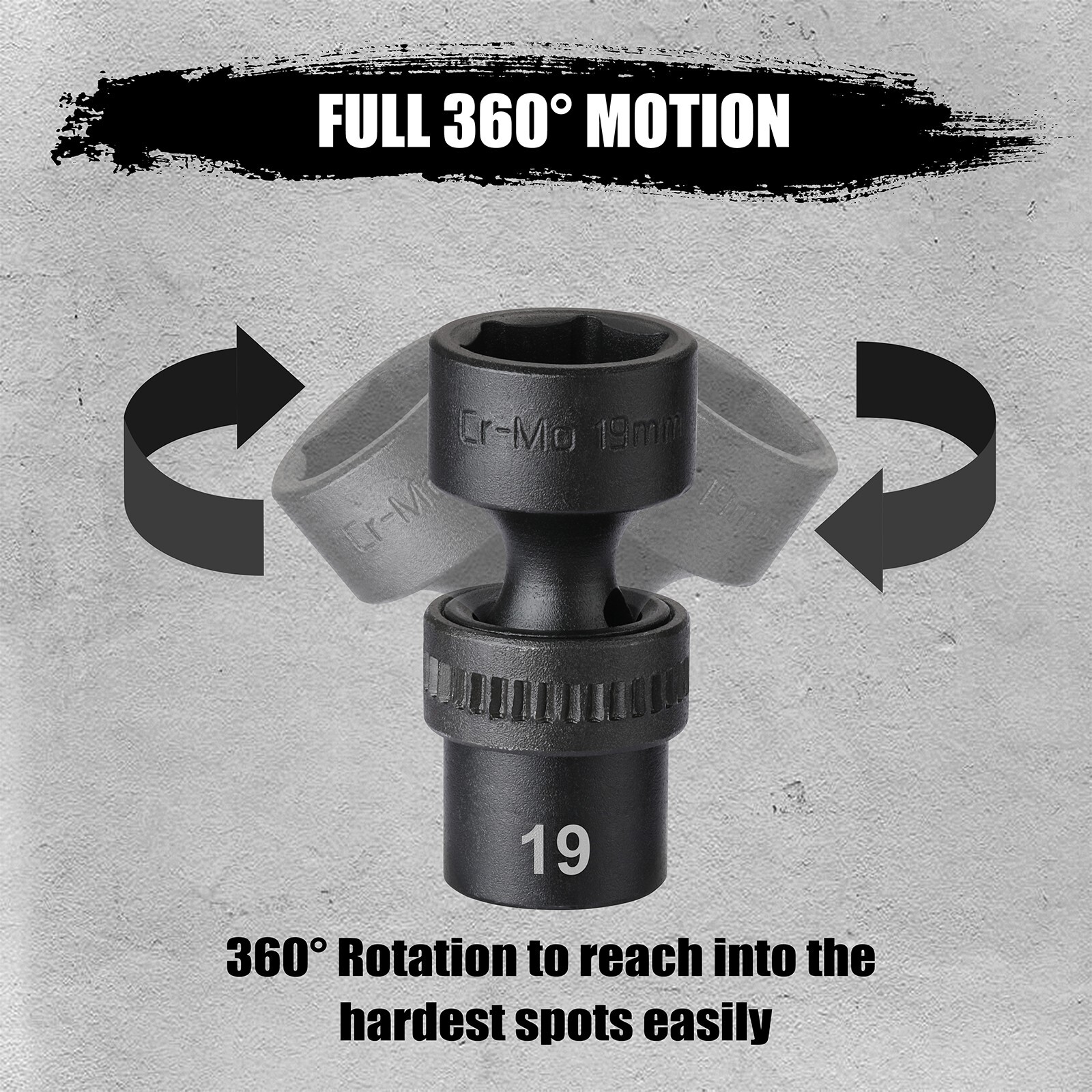15 Piece 3/8″ Drive 6 Point Universal Flex Impact Socket Set, Metric, 8mm – 22mm