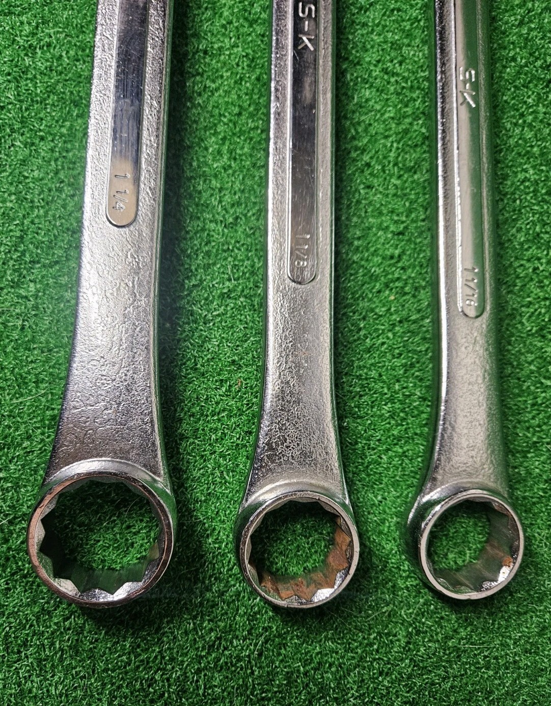 Vintage S-K Wayne 3pc Large Size Combination Wrenches USA 1-1/16″ 1-1/8″ 1-1/4″