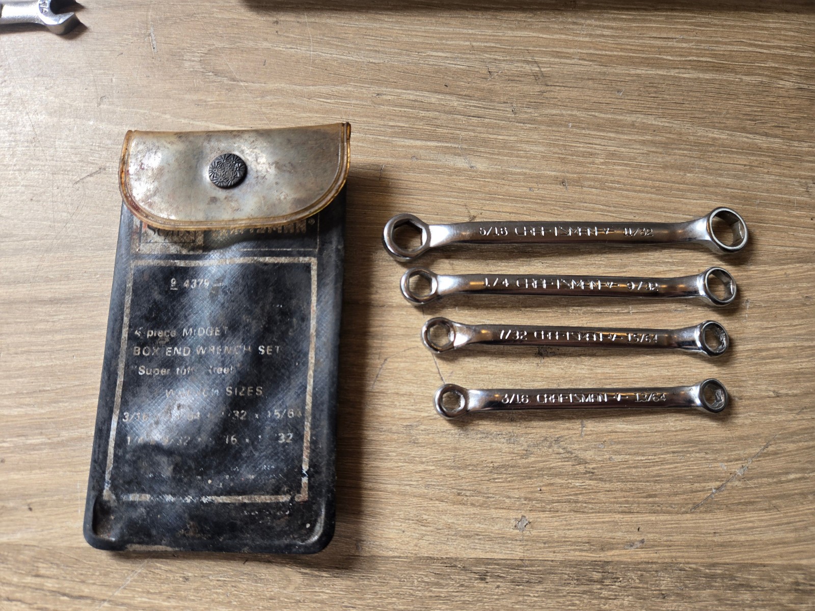 Vintage Sears-Craftsman SAE 4-Piece 9-4379 Midget Double Box End Wrench Set USA
