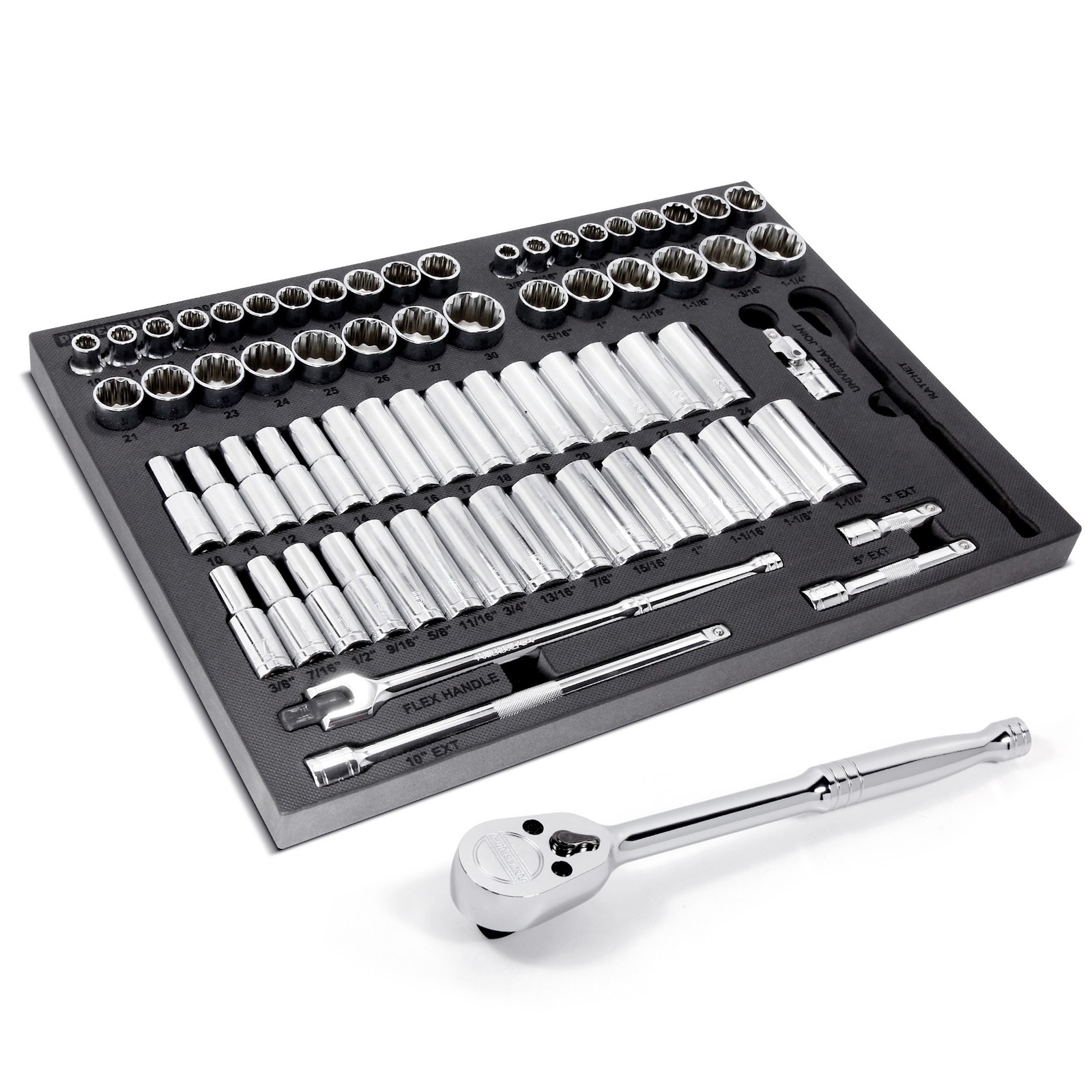 Powerbuilt 69 Piece Pro Tech 1/2 Inch Drive SAE and Metric Socket Set – 949006