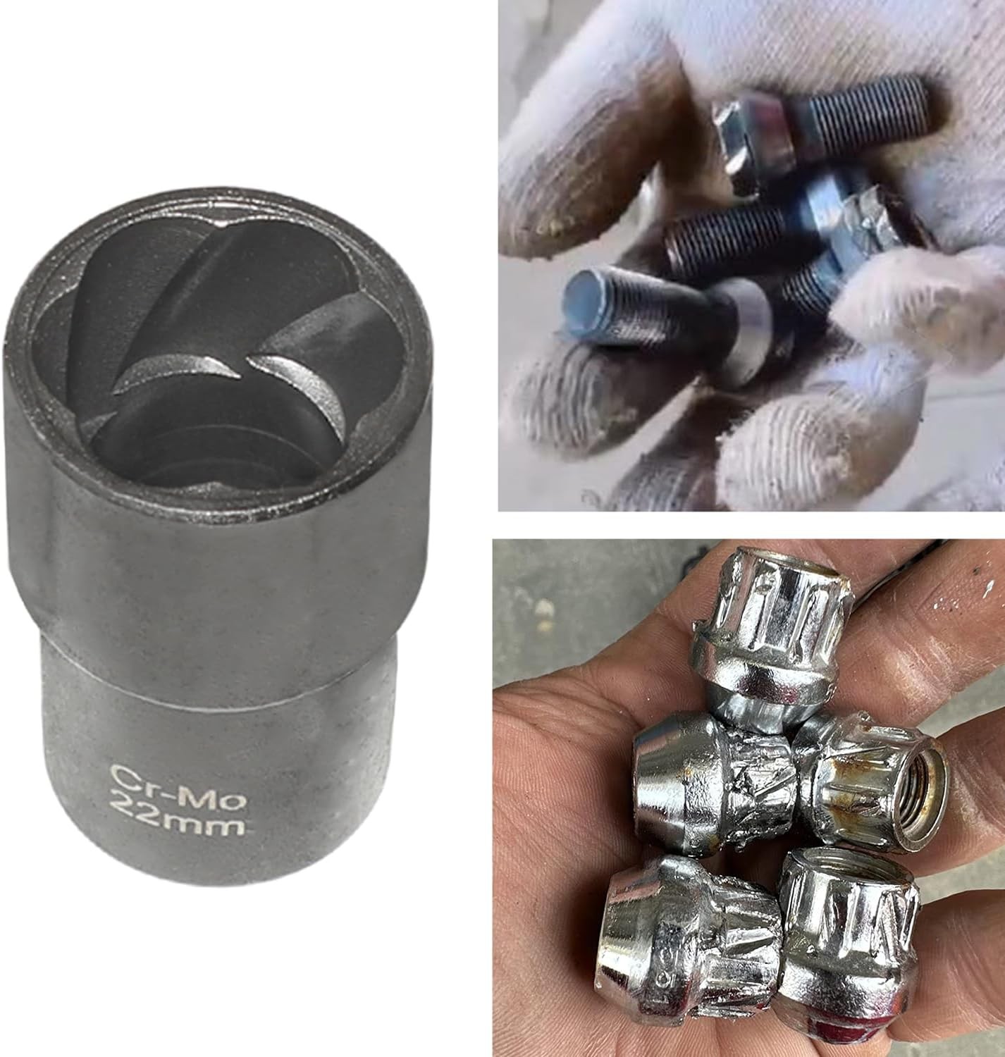 22 Piece Bolt Nut Extractor Set, 1/2″ and 3/8″ Drive Impact Lug Nut Remover Sock