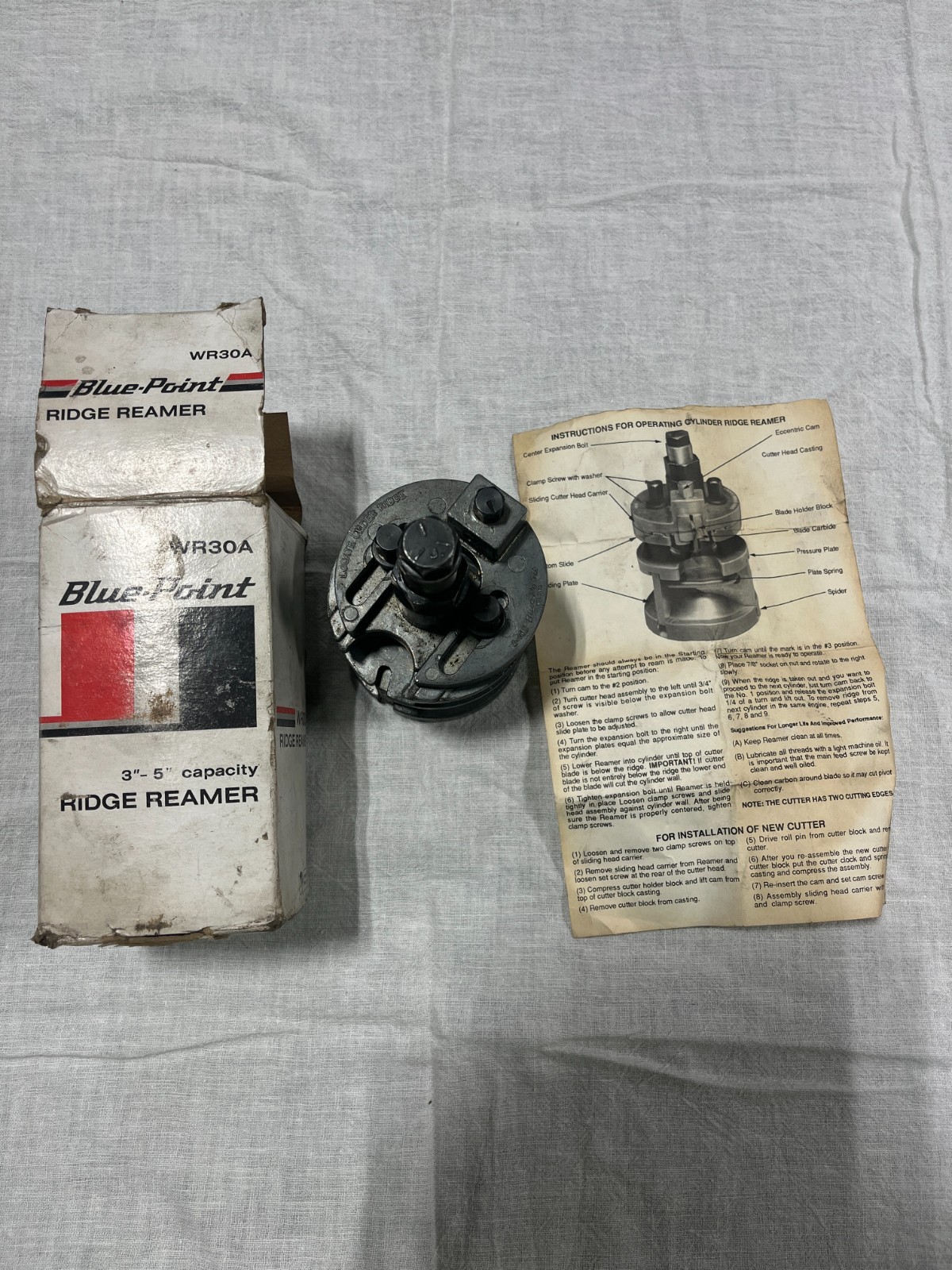 Blue Point Tools Engine Cylinder Ridge Reamer Cutter Hone Adjustable 3-5” WR30A