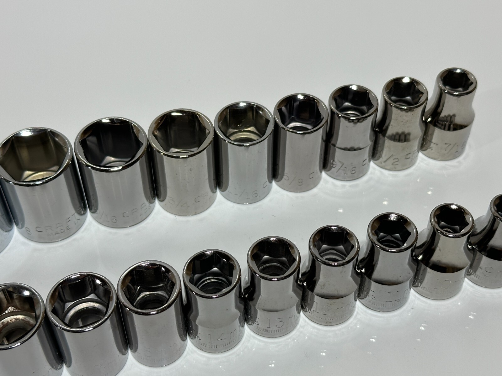 Craftsman USA G (NOS) 20pc SAE & Metric Shallow Socket Set – 1/2″ Drive, 6 Point