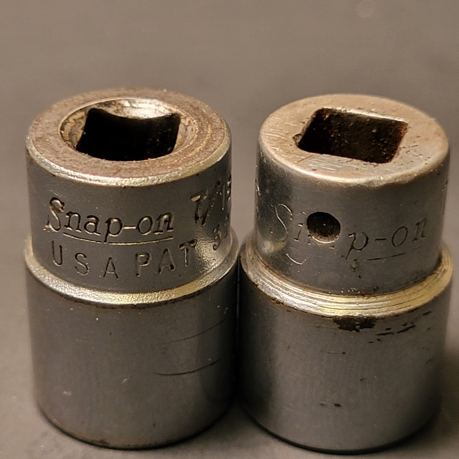 Snap On 5 piece 1/4” drive sockets 6 point 7/16” 14mm 3/8” 11/32” 9/32”