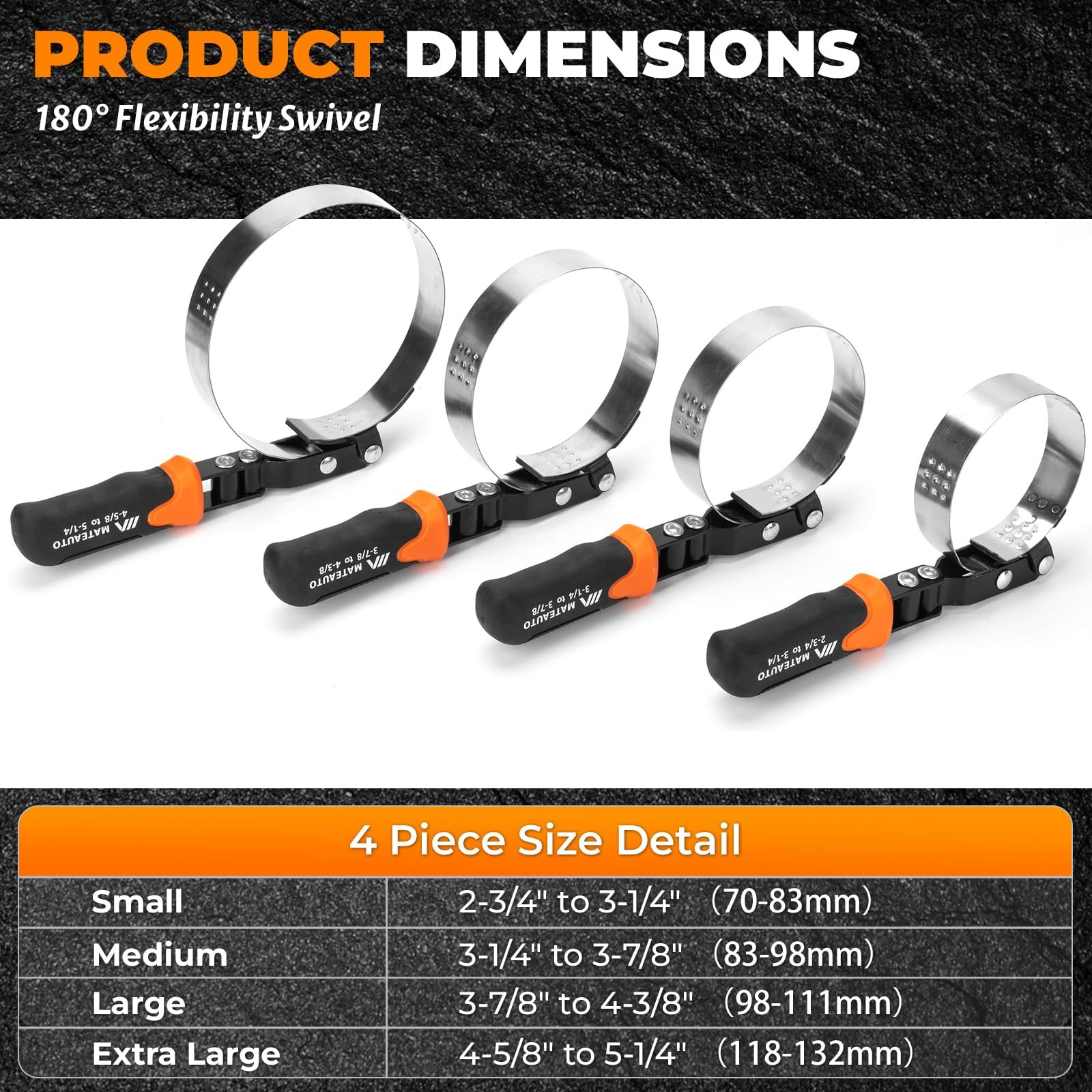 8 PCS Adjustable Oil Filter Wrench Set 9/12 Inch Removal Tool Case 1/2 3/8