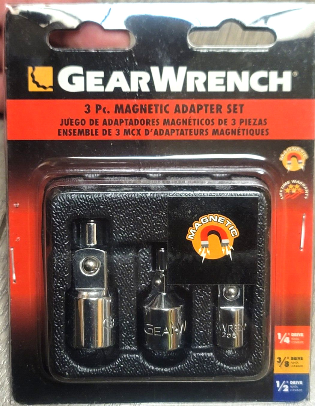 Gearwrench 3pc Magnetic Reducer/ Adapter Set 1/4, 3/8 & 1/2″ drive #81237