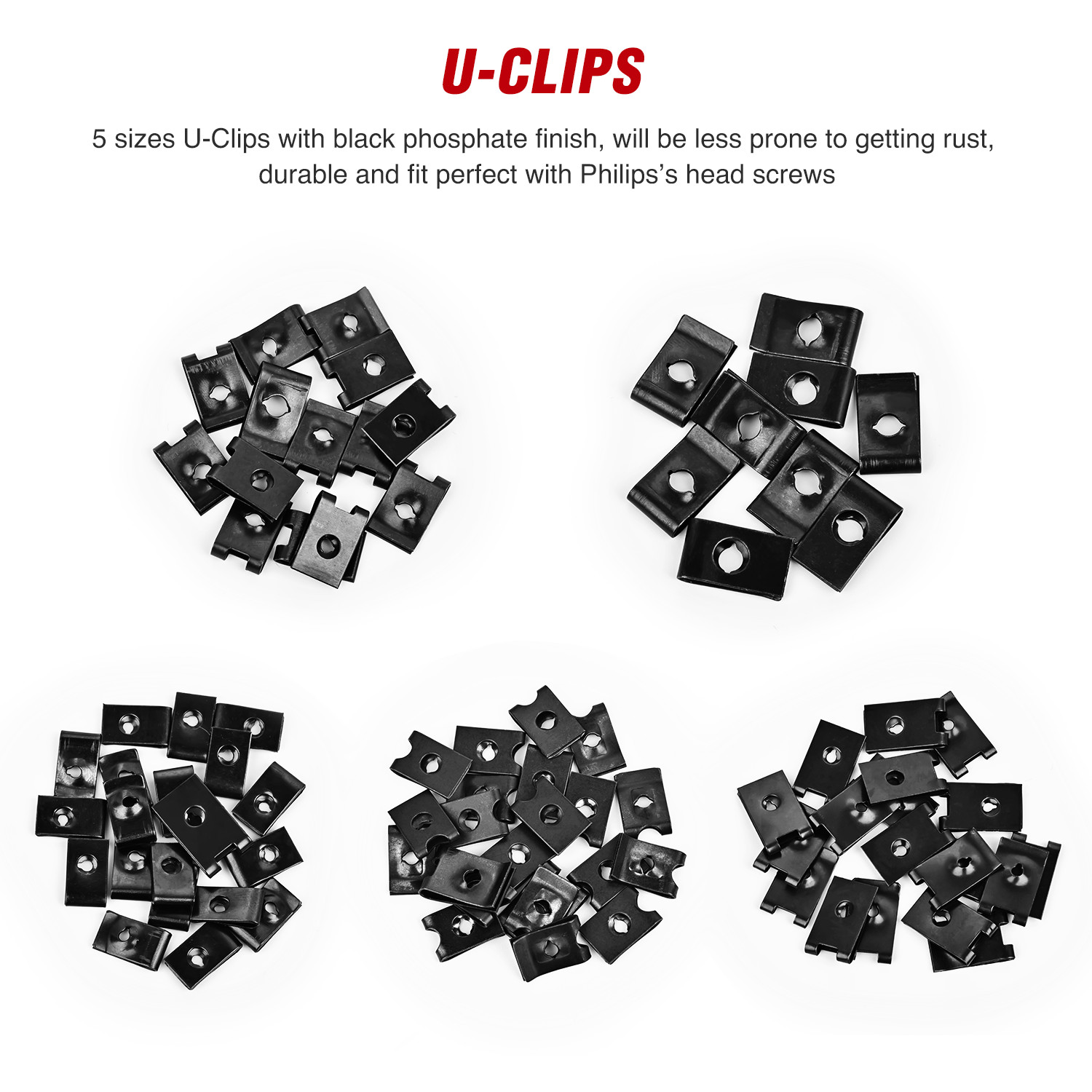 Nilight 170Pcs Car U-Clip and Screw Assortment Kit 9 Different Sizes